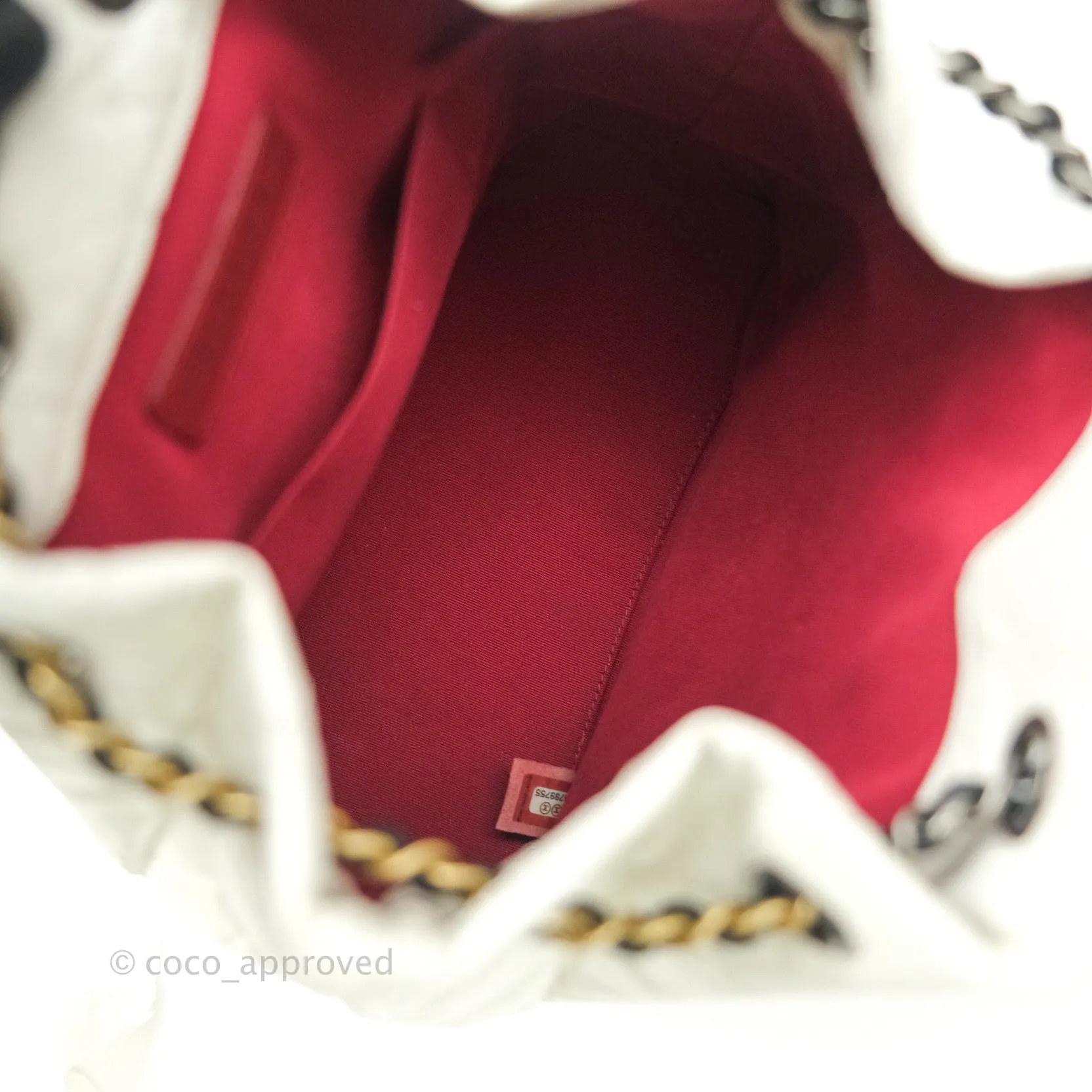 Chanel Gabrielle Backpack Black Aged Calfskin Small White Black