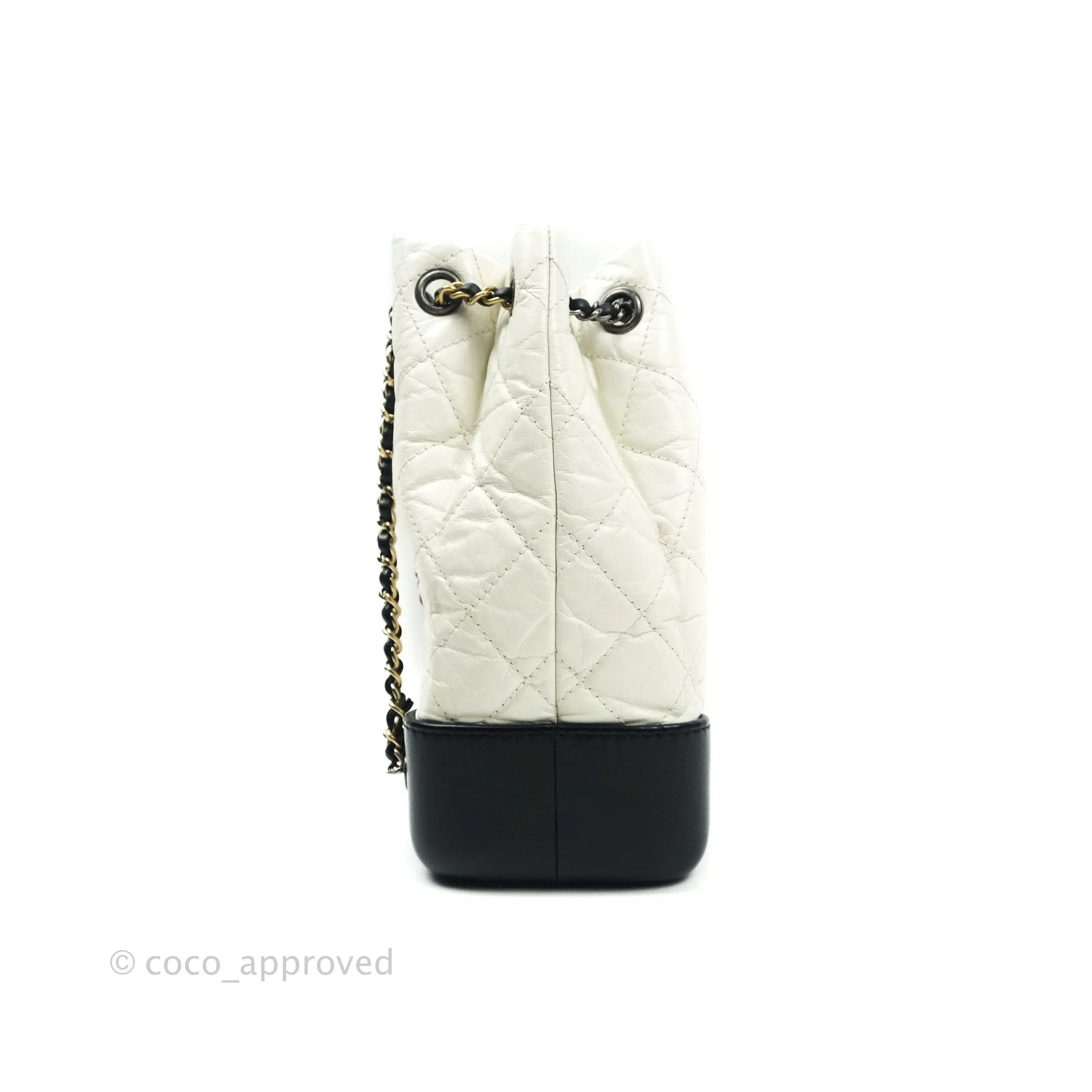 Chanel Gabrielle Backpack Black Aged Calfskin Small White Black