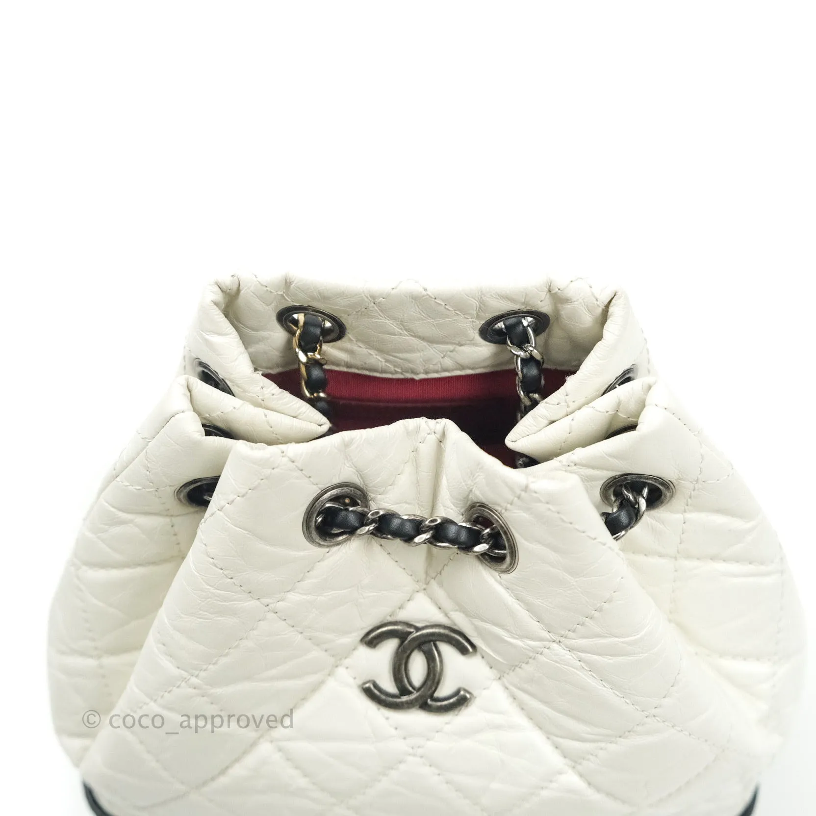 Chanel Gabrielle Backpack Black Aged Calfskin Small White Black