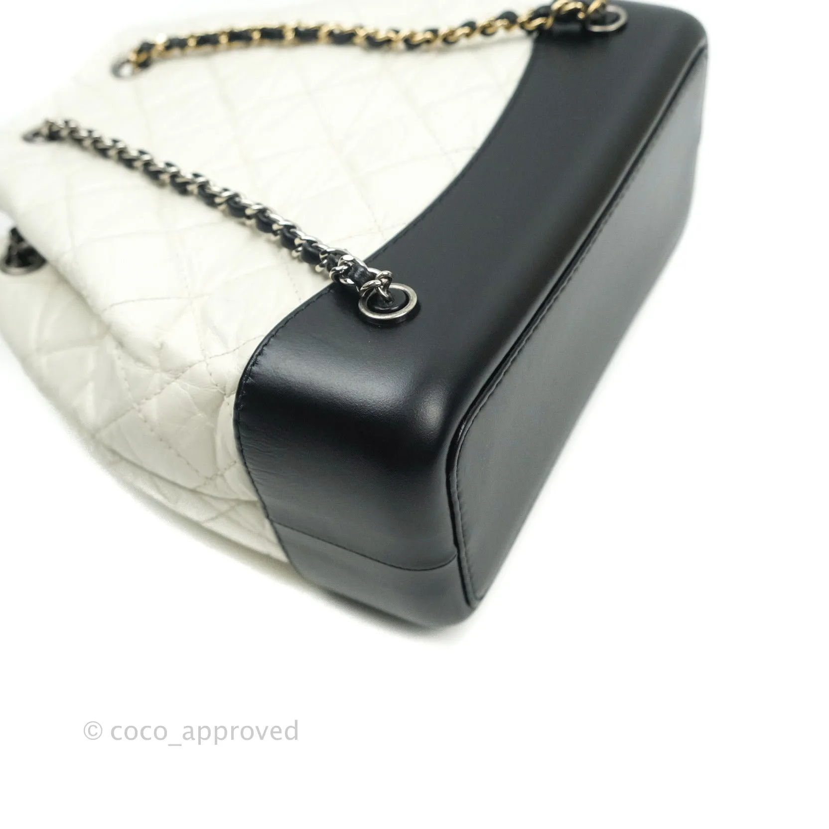Chanel Gabrielle Backpack Black Aged Calfskin Small White Black