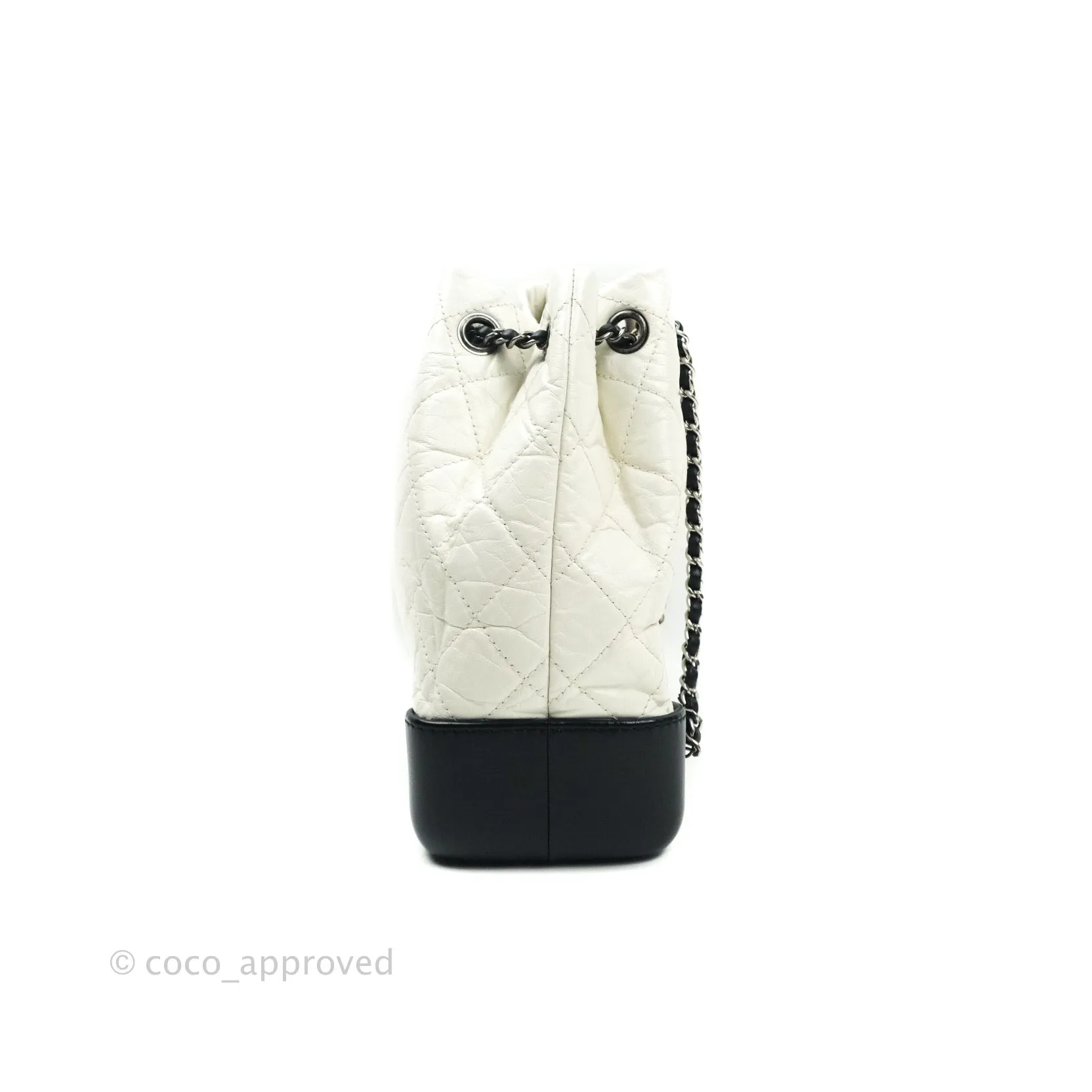 Chanel Gabrielle Backpack Black Aged Calfskin Small White Black