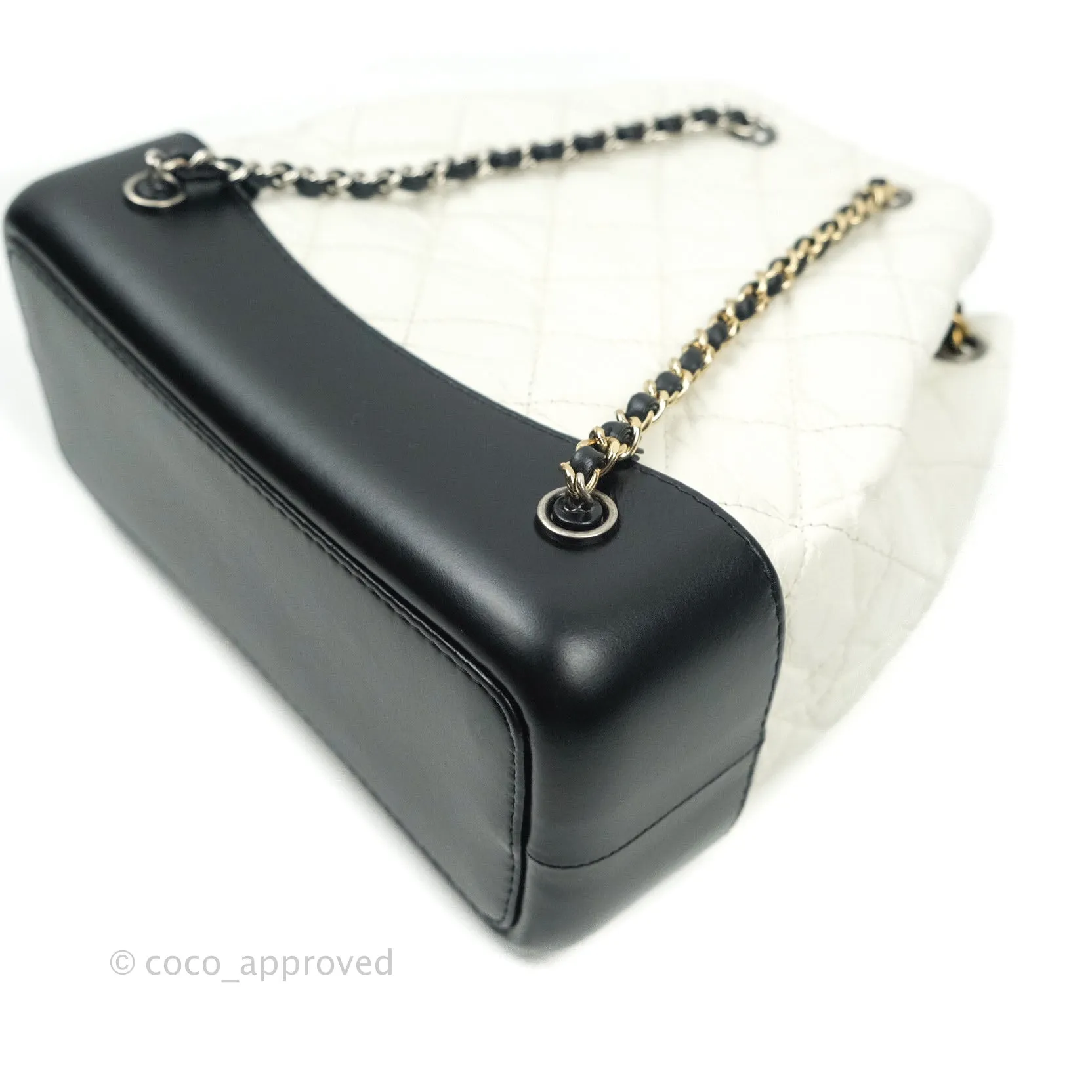 Chanel Gabrielle Backpack Black Aged Calfskin Small White Black