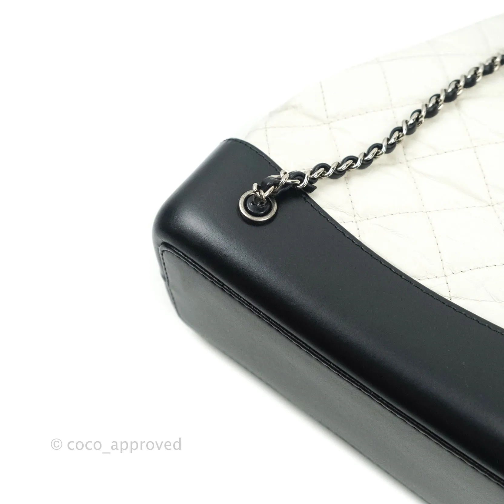 Chanel Gabrielle Backpack Black Aged Calfskin Small White Black