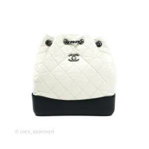 Chanel Gabrielle Backpack Black Aged Calfskin Small White Black