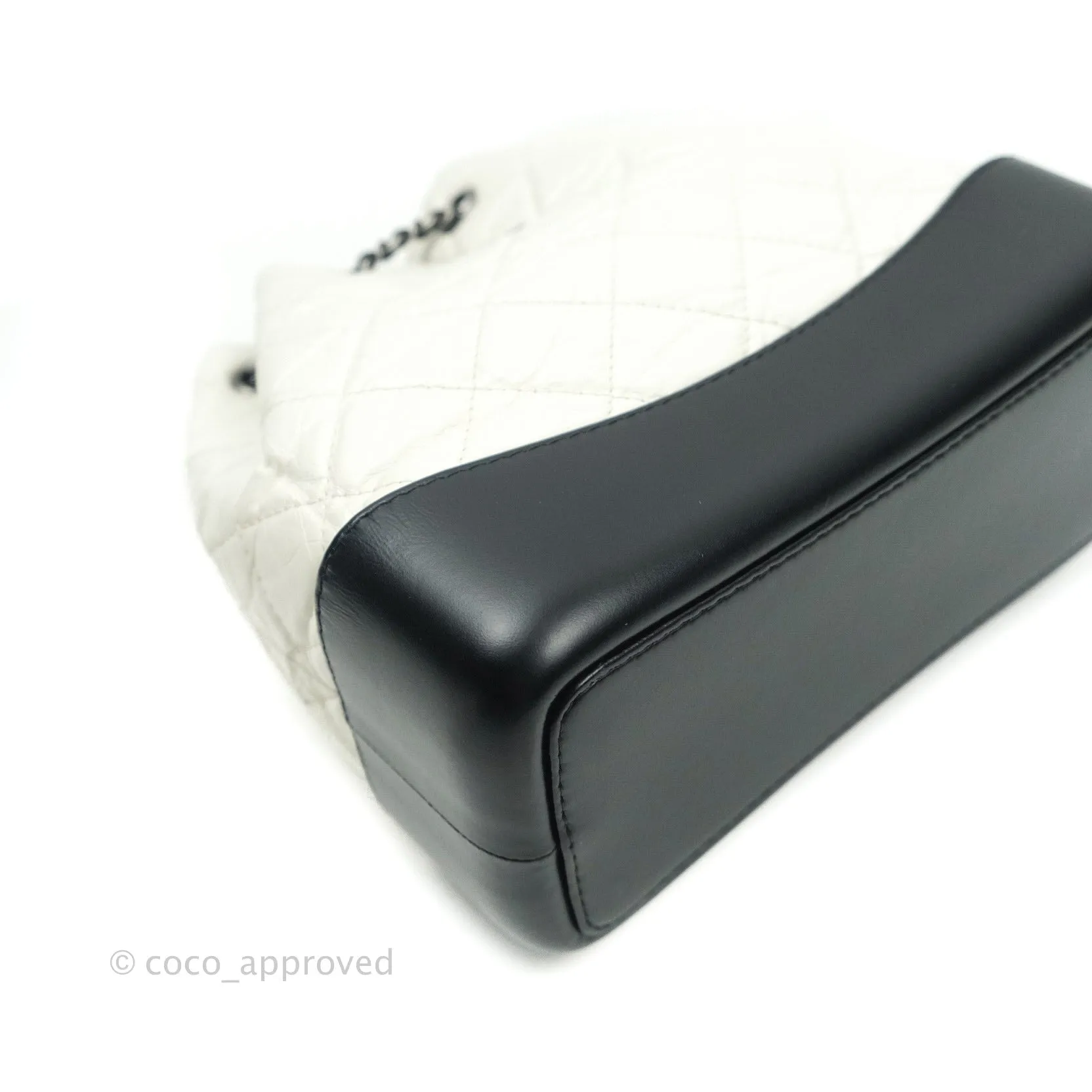 Chanel Gabrielle Backpack Black Aged Calfskin Small White Black