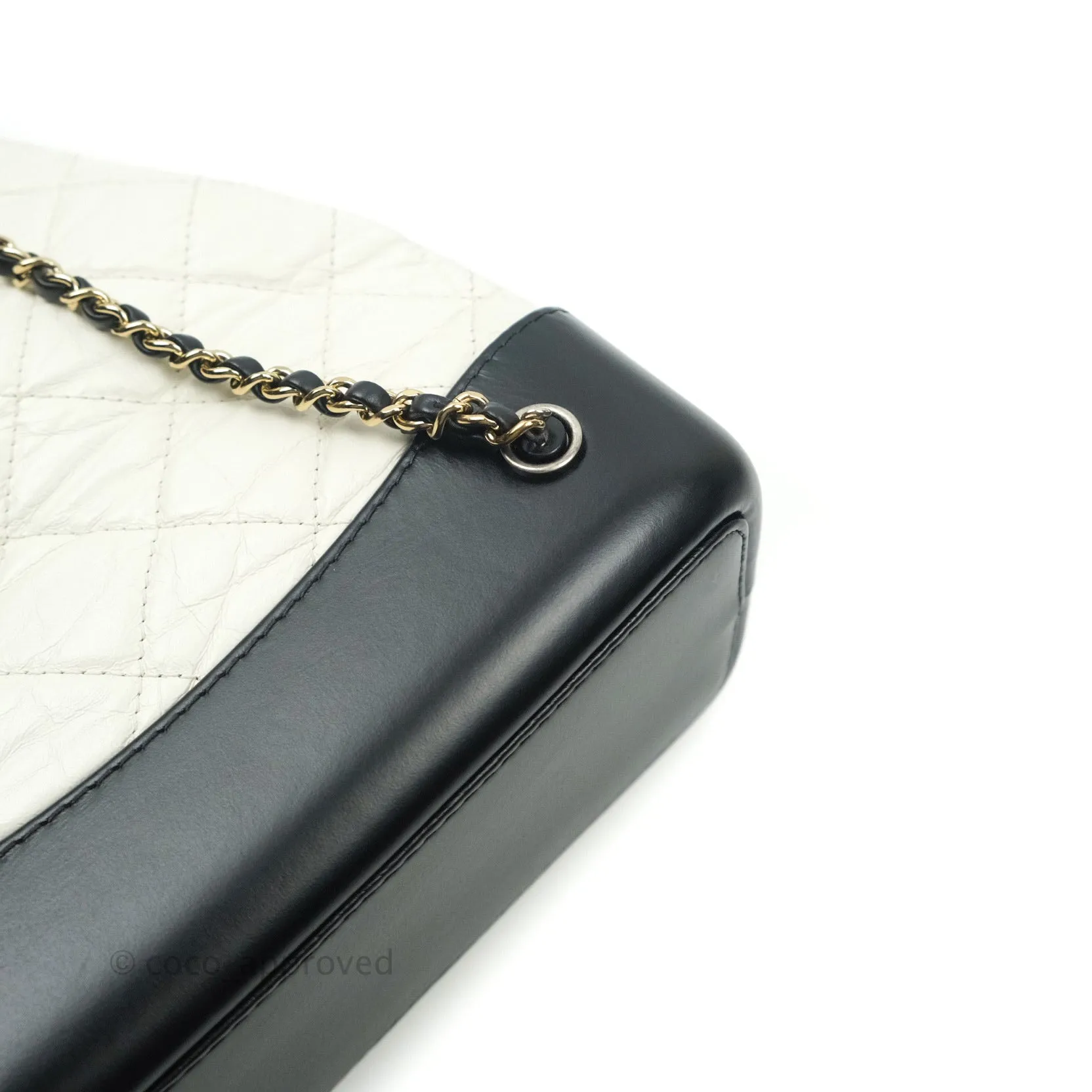 Chanel Gabrielle Backpack Black Aged Calfskin Small White Black