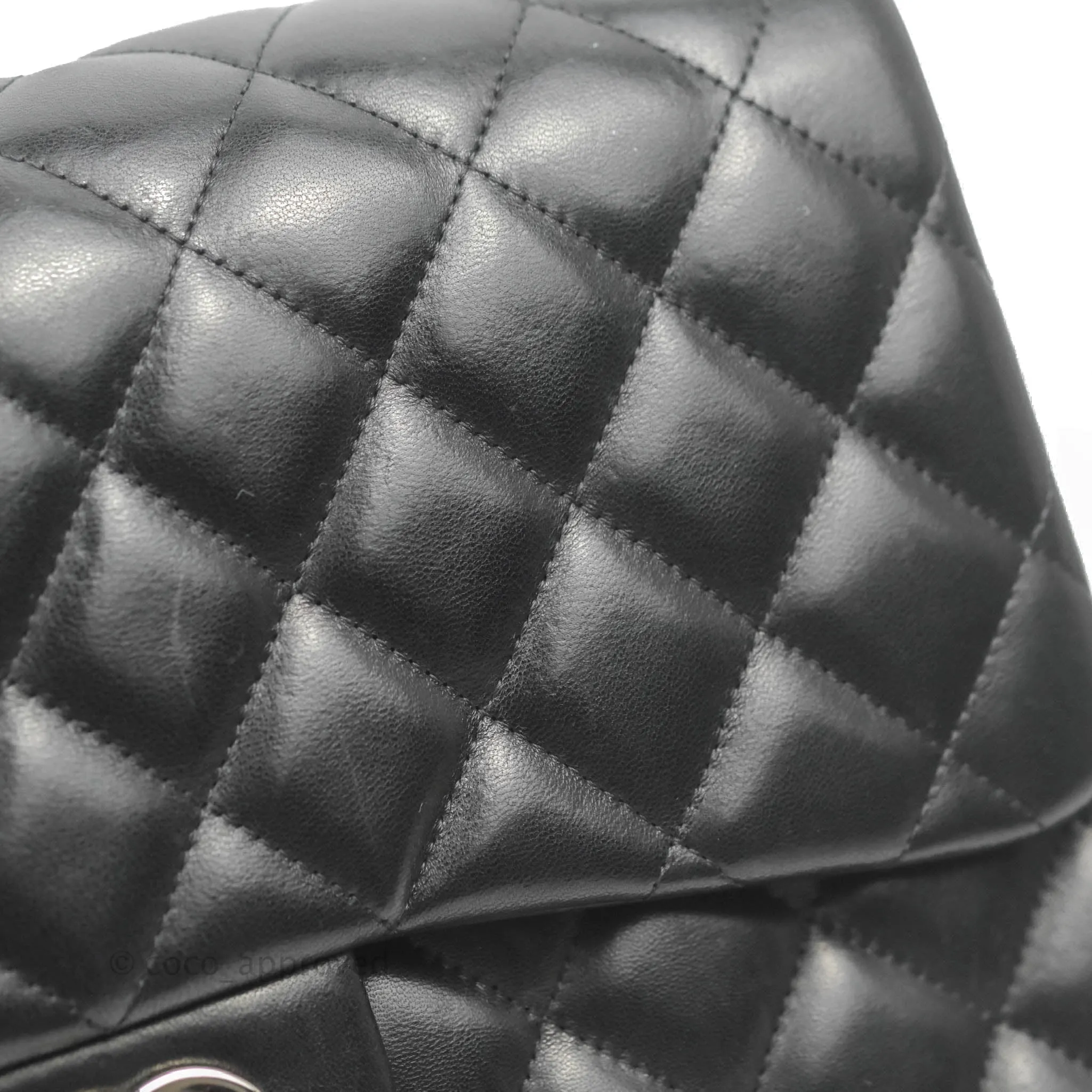 Chanel Jumbo Double Flap Black Lambskin Silver Hardware