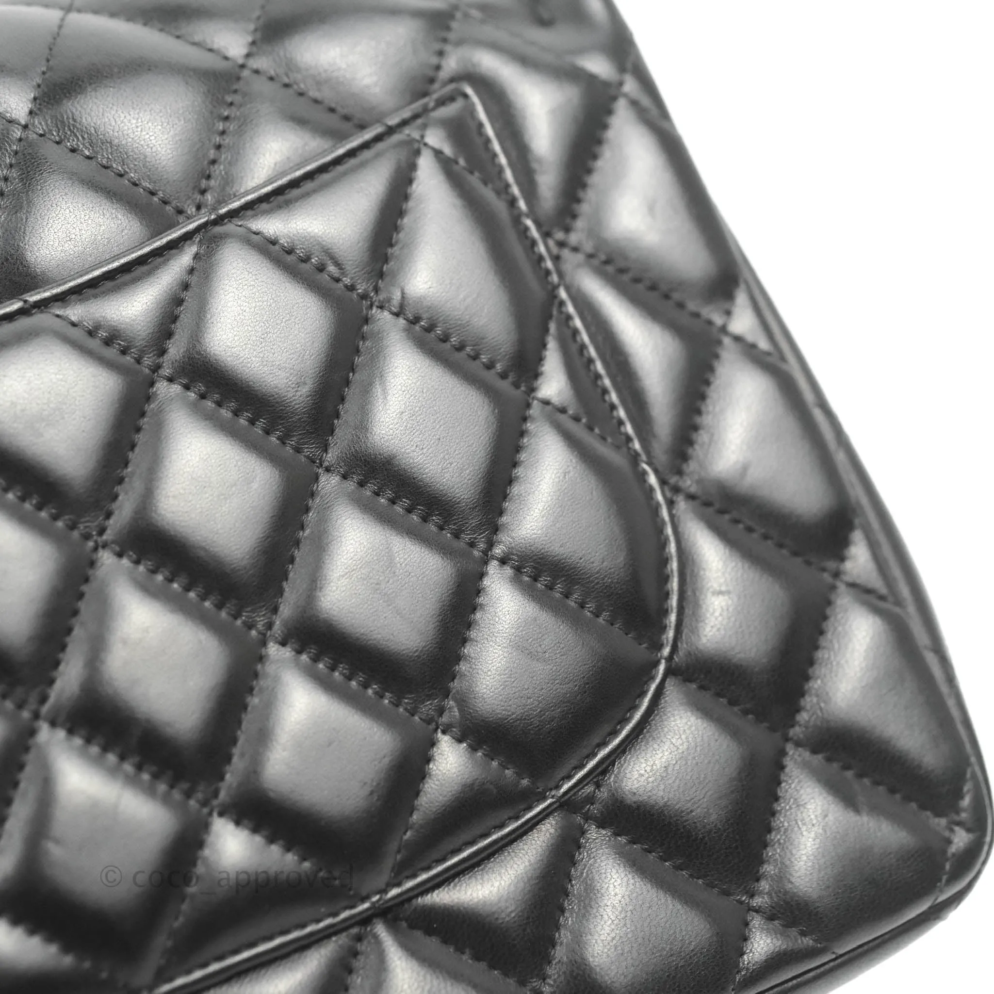 Chanel Jumbo Double Flap Black Lambskin Silver Hardware