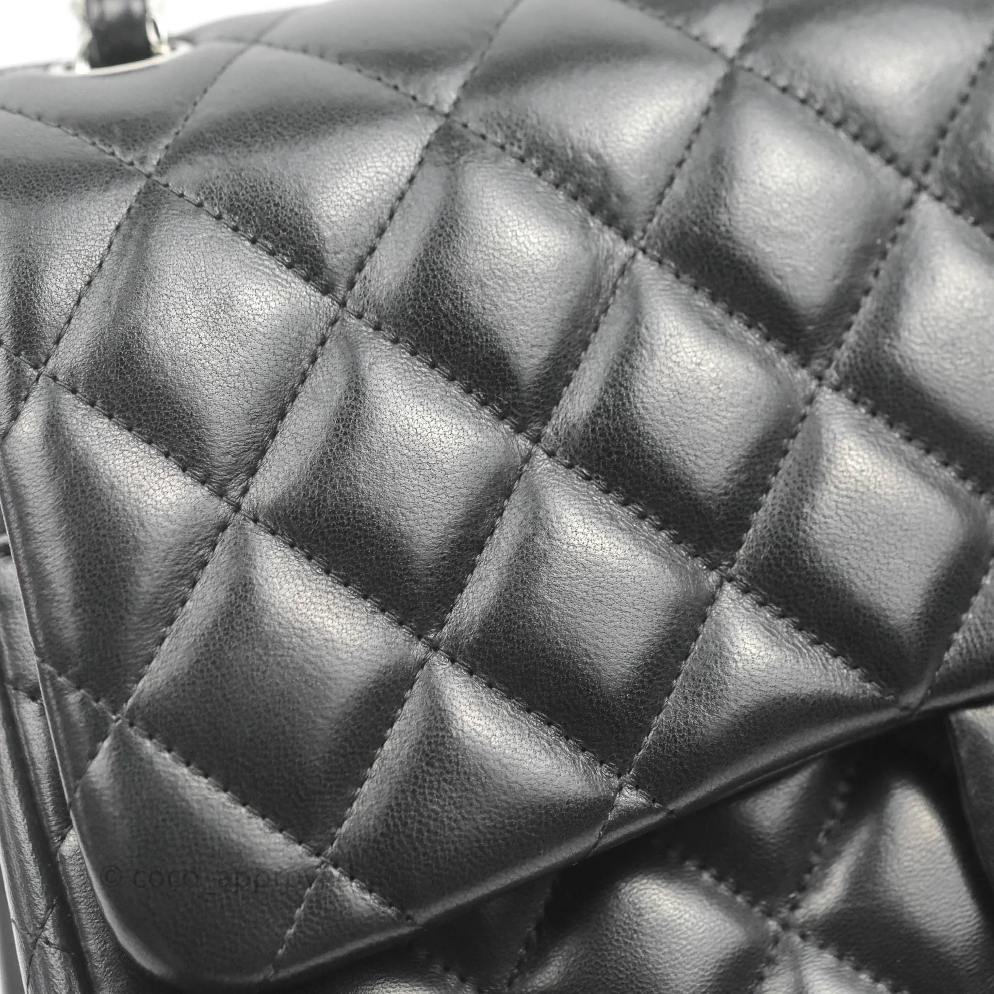 Chanel Jumbo Double Flap Black Lambskin Silver Hardware