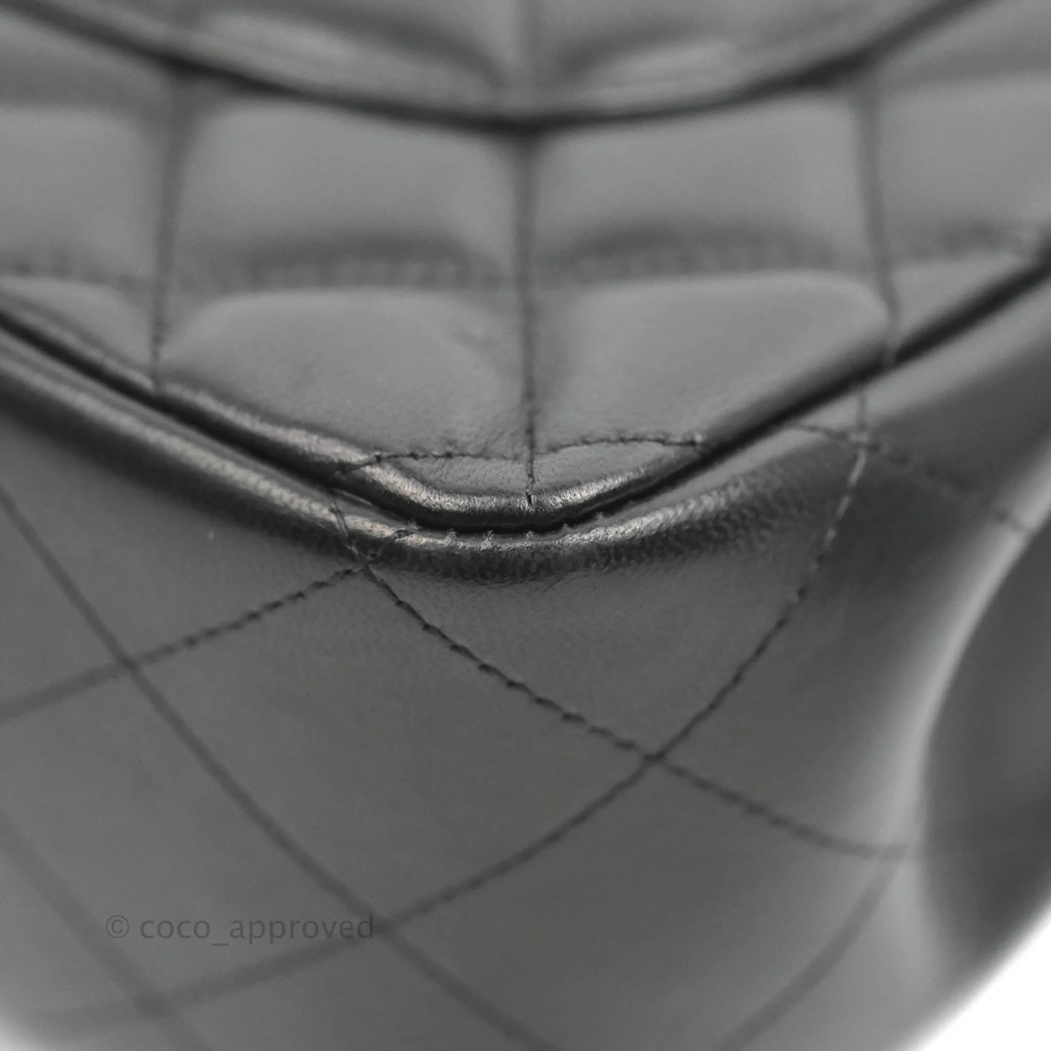 Chanel Jumbo Double Flap Black Lambskin Silver Hardware