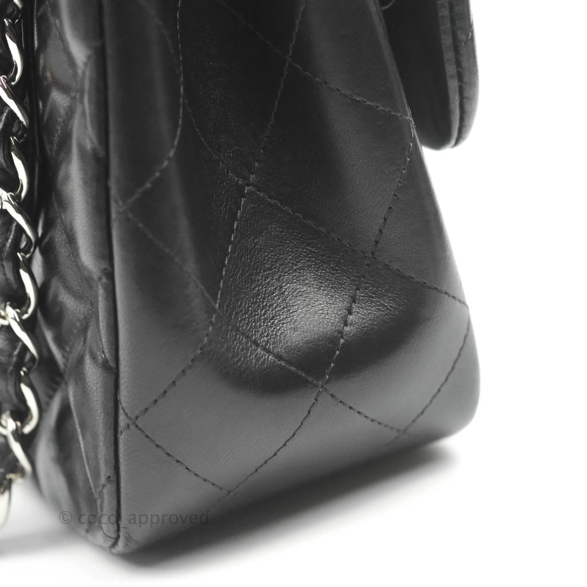 Chanel Jumbo Double Flap Black Lambskin Silver Hardware
