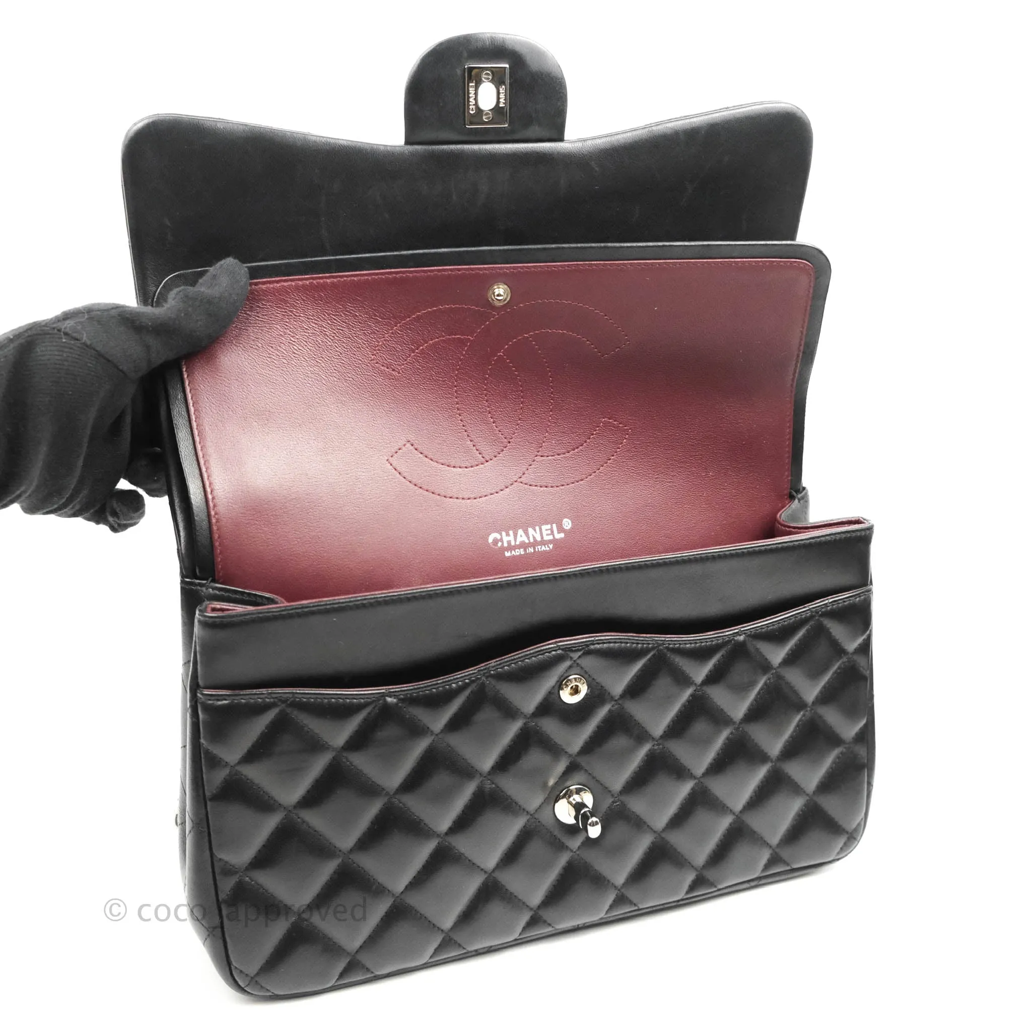 Chanel Jumbo Double Flap Black Lambskin Silver Hardware