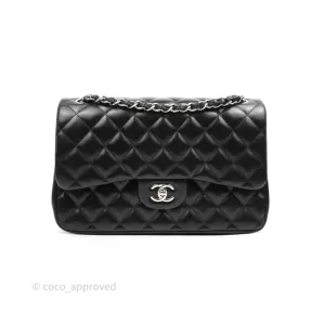 Chanel Jumbo Double Flap Black Lambskin Silver Hardware