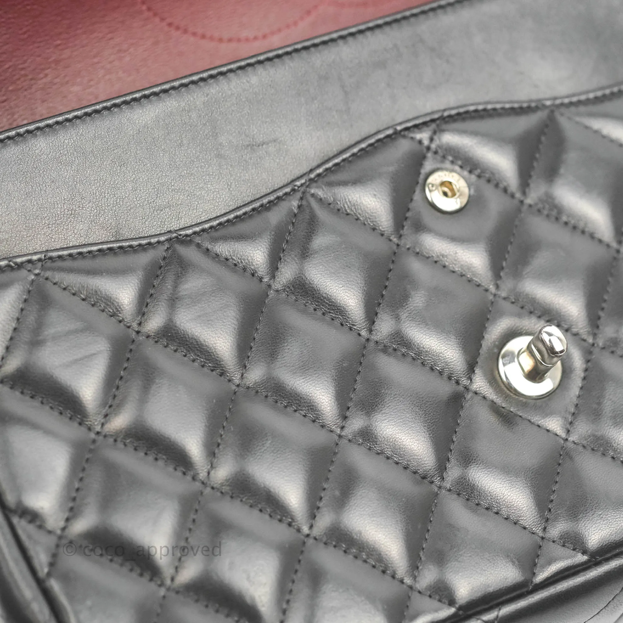 Chanel Jumbo Double Flap Black Lambskin Silver Hardware