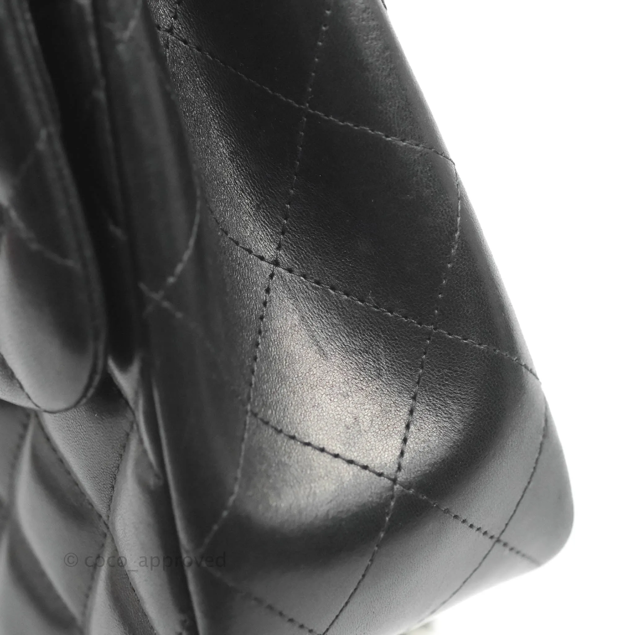 Chanel Jumbo Double Flap Black Lambskin Silver Hardware