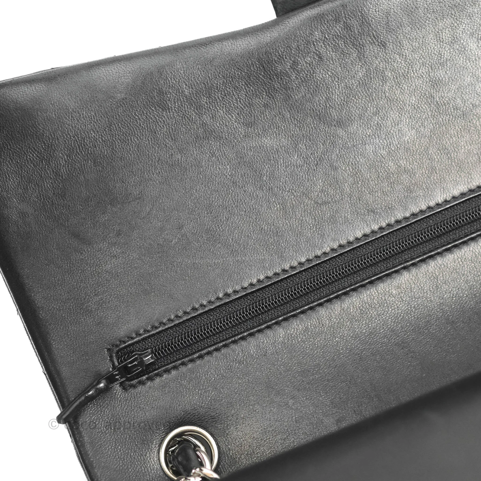 Chanel Jumbo Double Flap Black Lambskin Silver Hardware