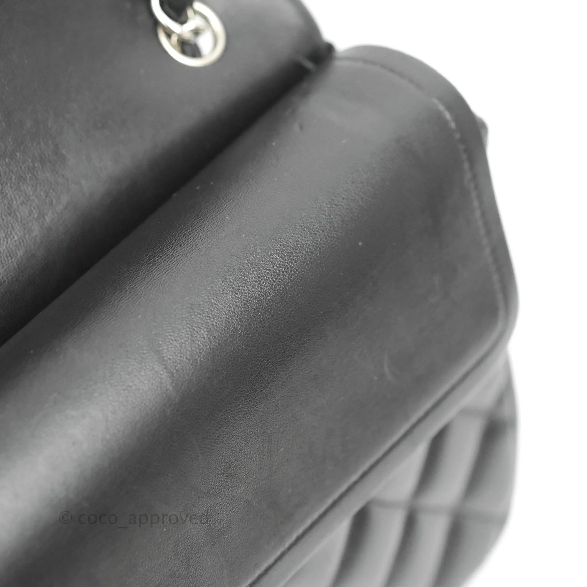 Chanel Jumbo Double Flap Black Lambskin Silver Hardware