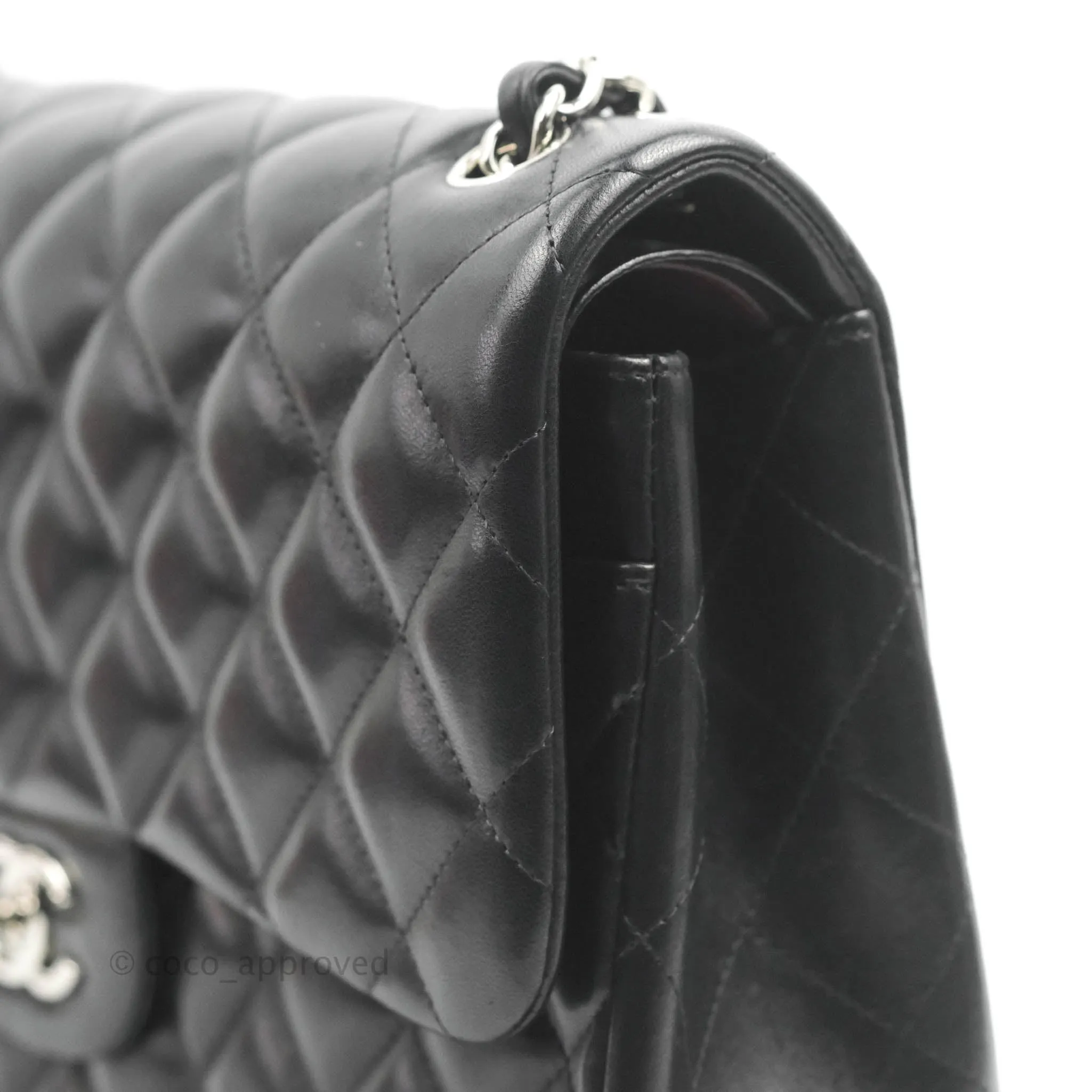 Chanel Jumbo Double Flap Black Lambskin Silver Hardware