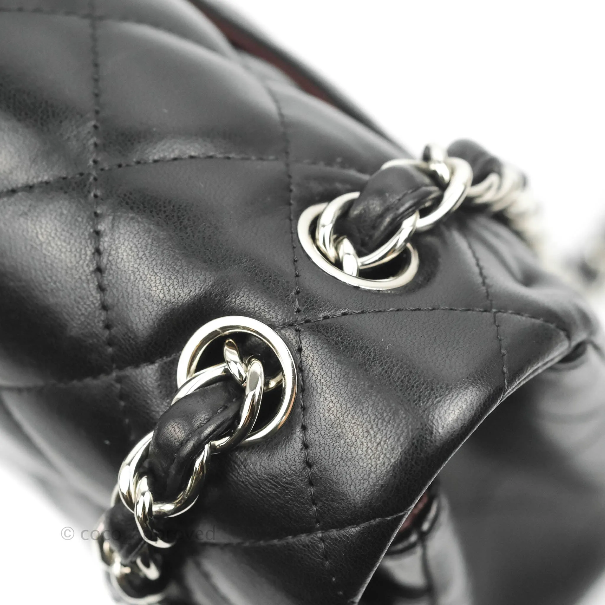 Chanel Jumbo Double Flap Black Lambskin Silver Hardware