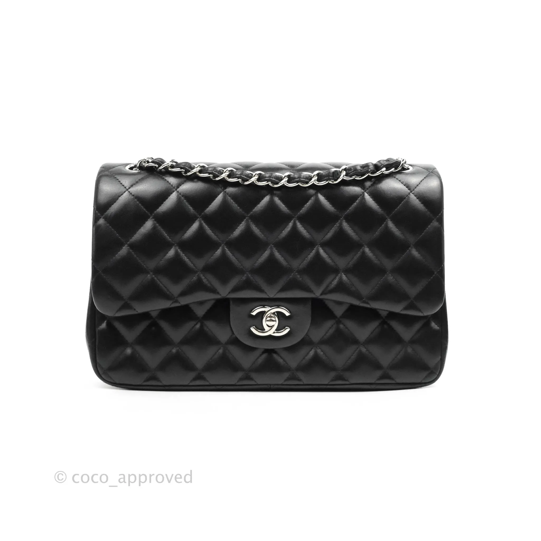 Chanel Jumbo Double Flap Black Lambskin Silver Hardware