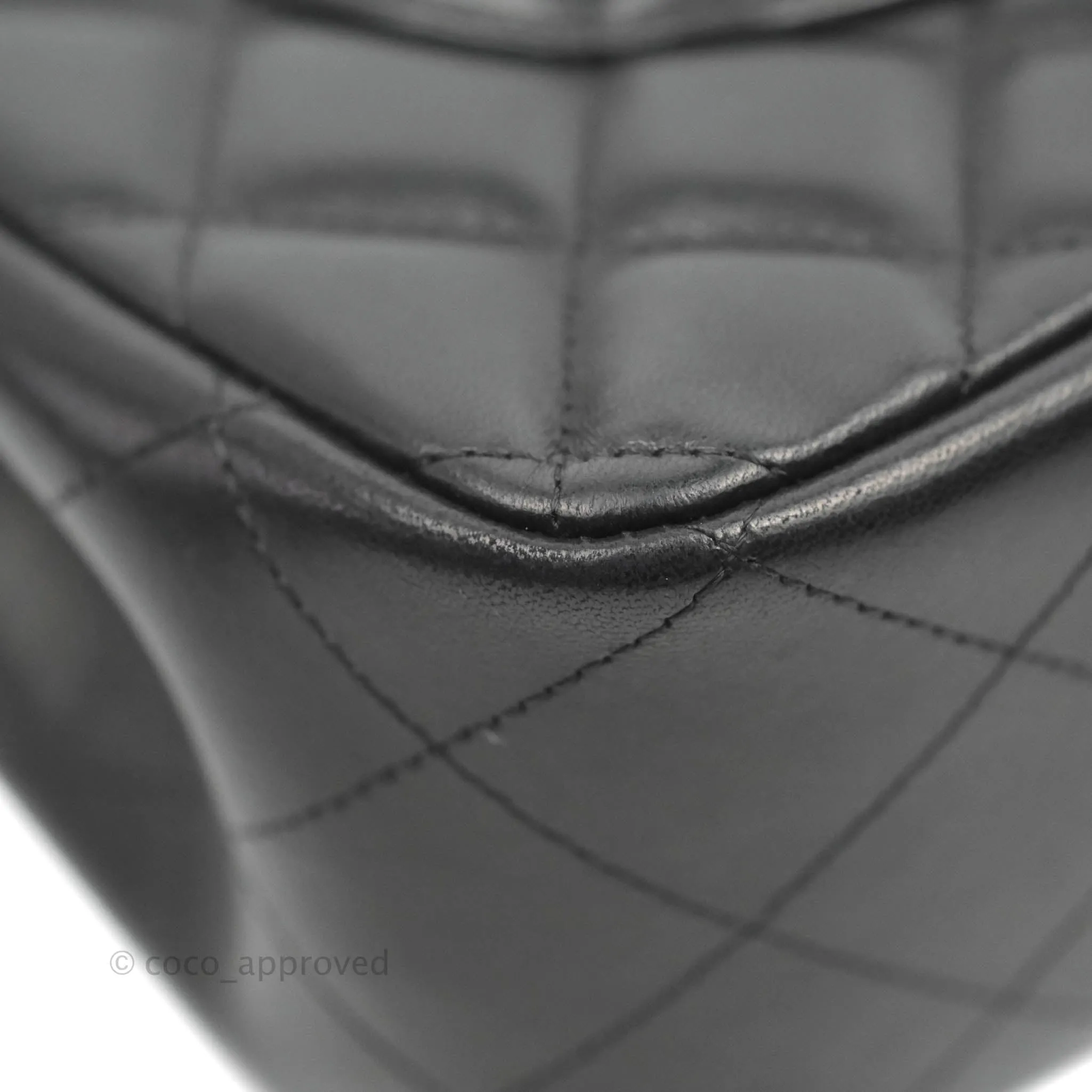 Chanel Jumbo Double Flap Black Lambskin Silver Hardware