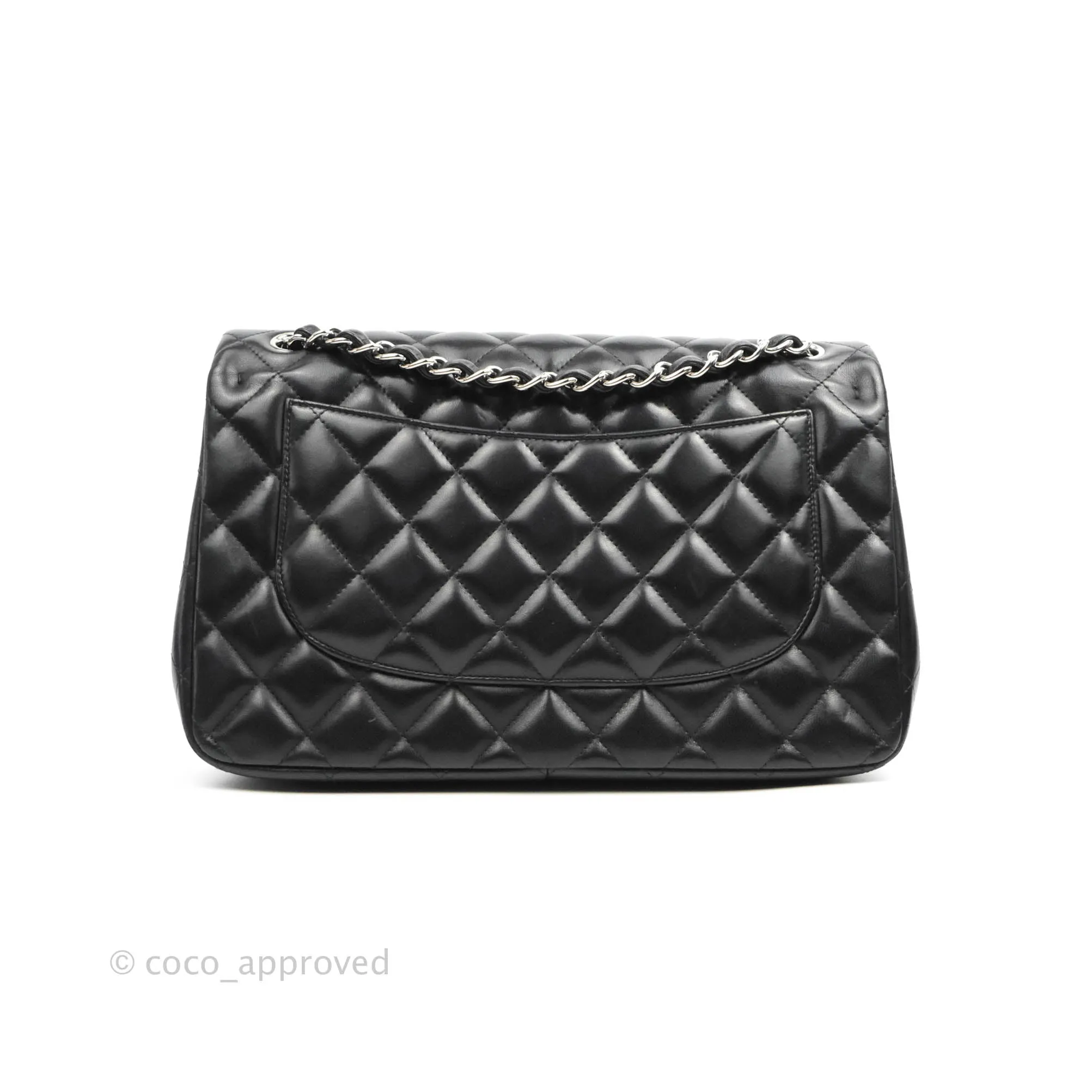 Chanel Jumbo Double Flap Black Lambskin Silver Hardware