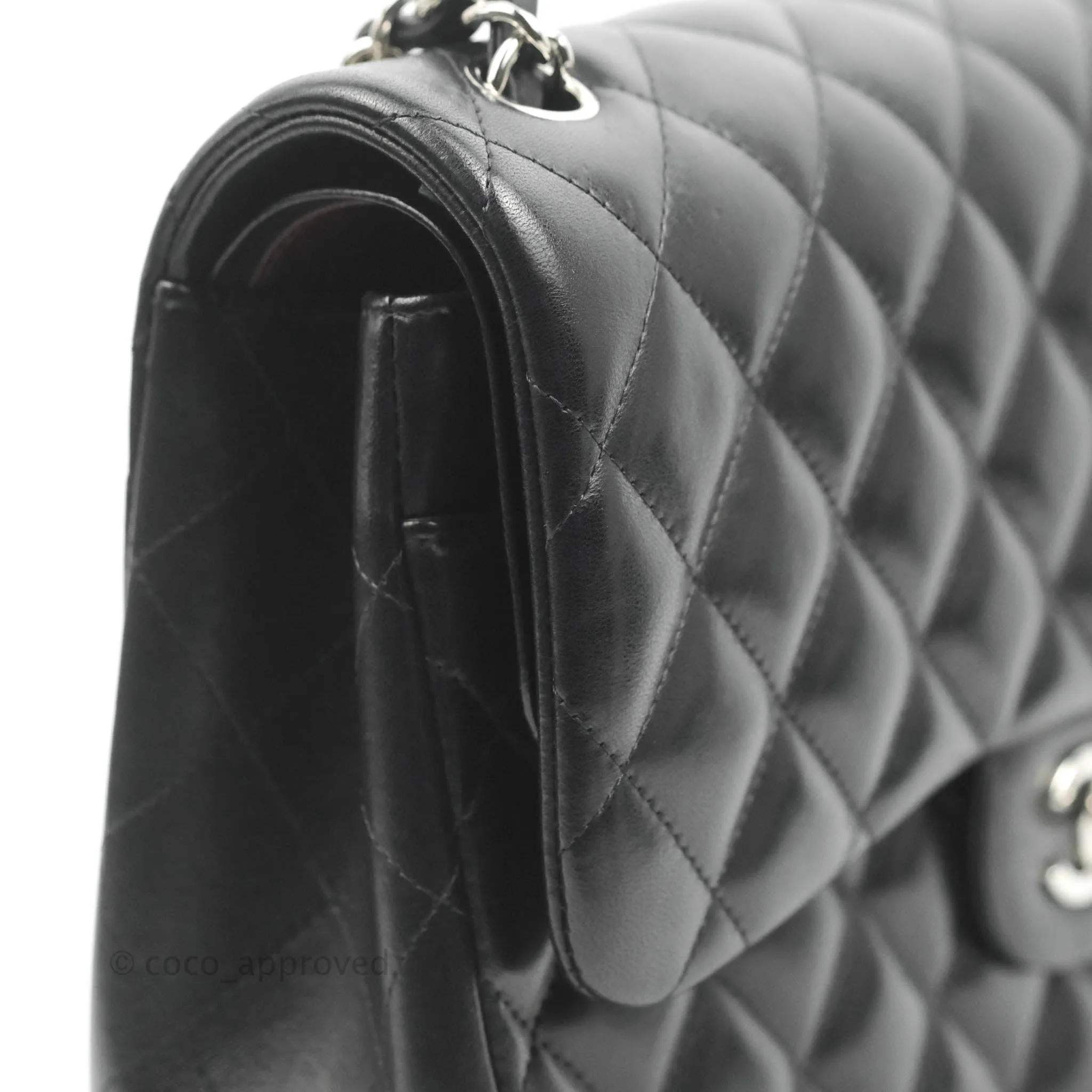 Chanel Jumbo Double Flap Black Lambskin Silver Hardware