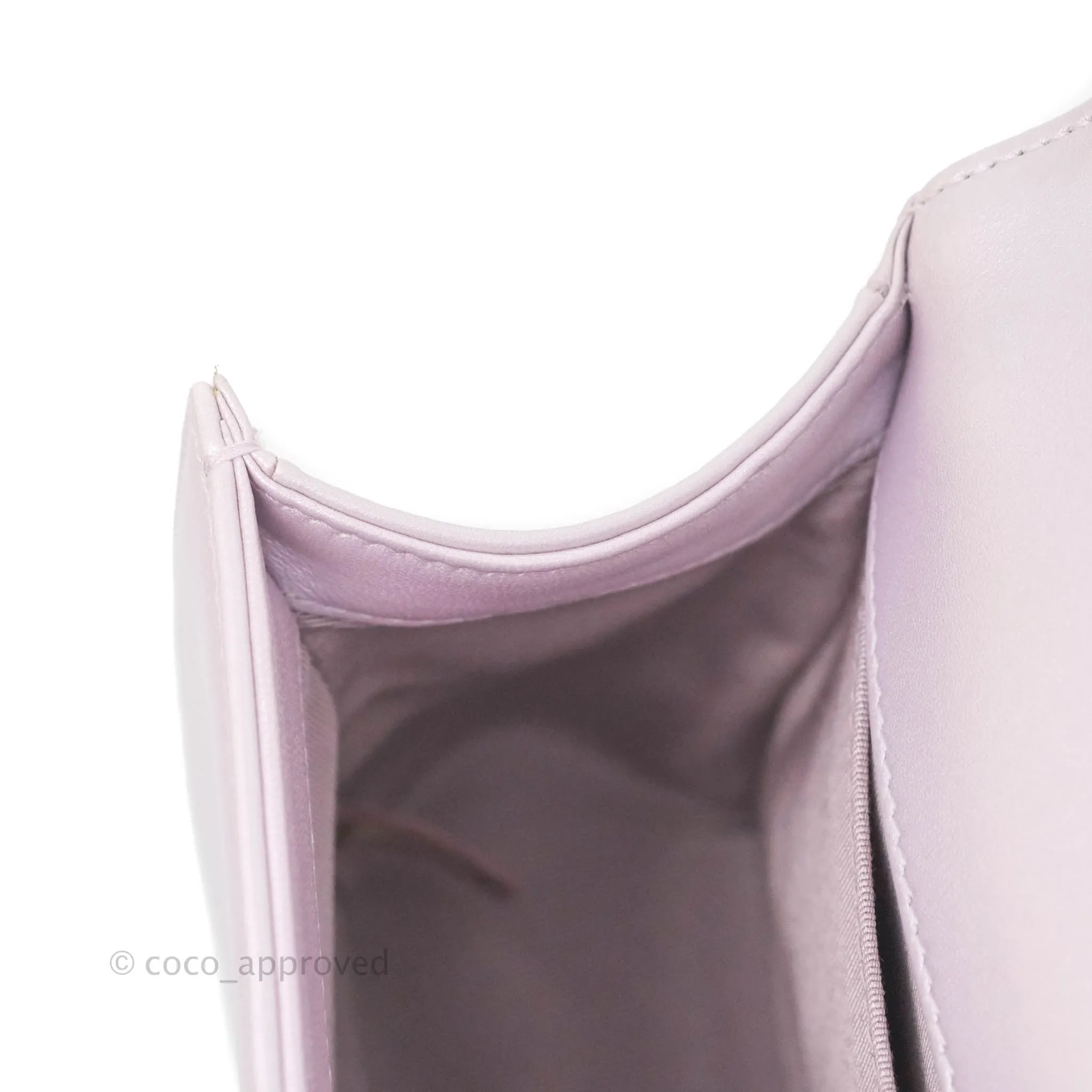 Chanel Medium Boy Chevron Iridescent Lilac Calfskin Silver Hardware
