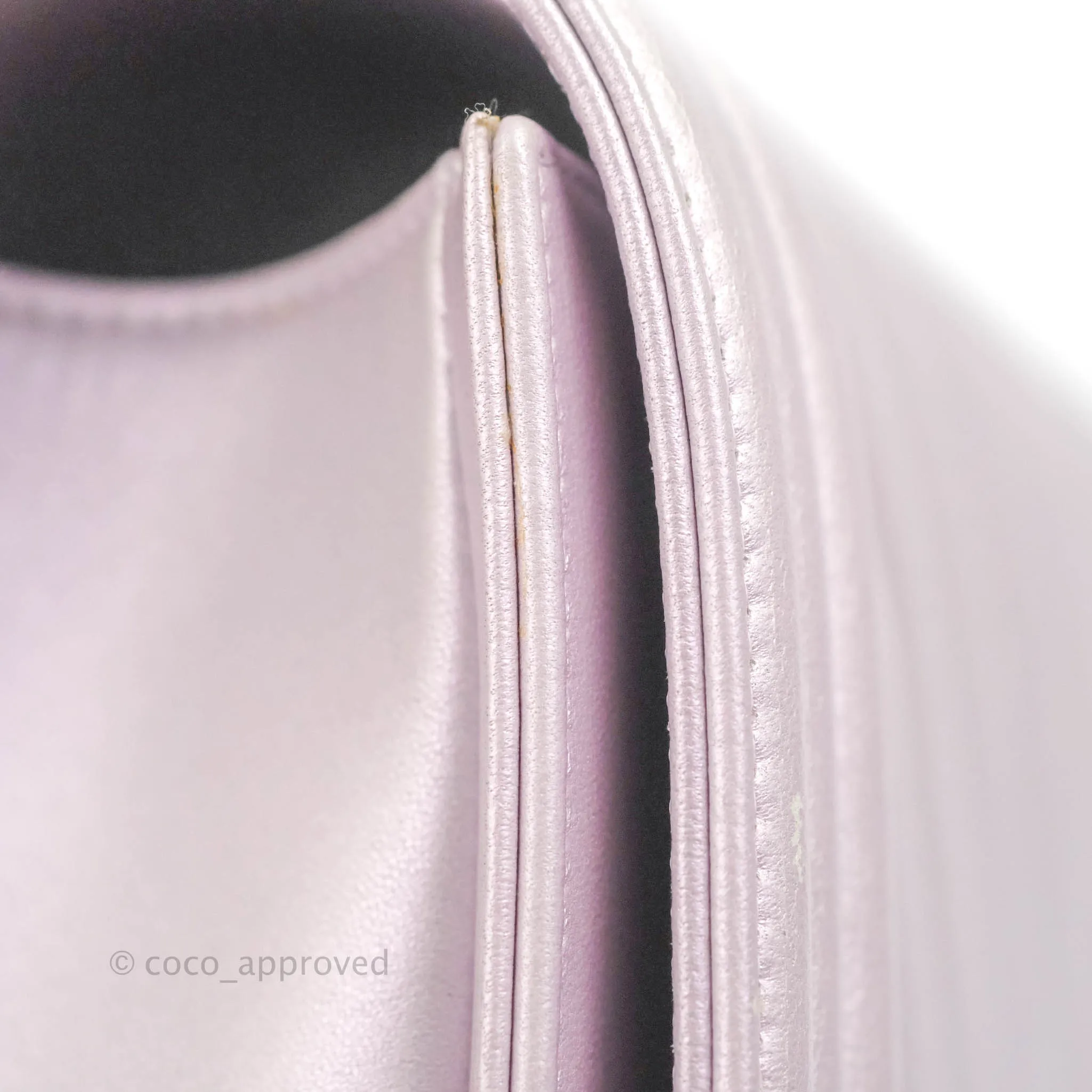 Chanel Medium Boy Chevron Iridescent Lilac Calfskin Silver Hardware
