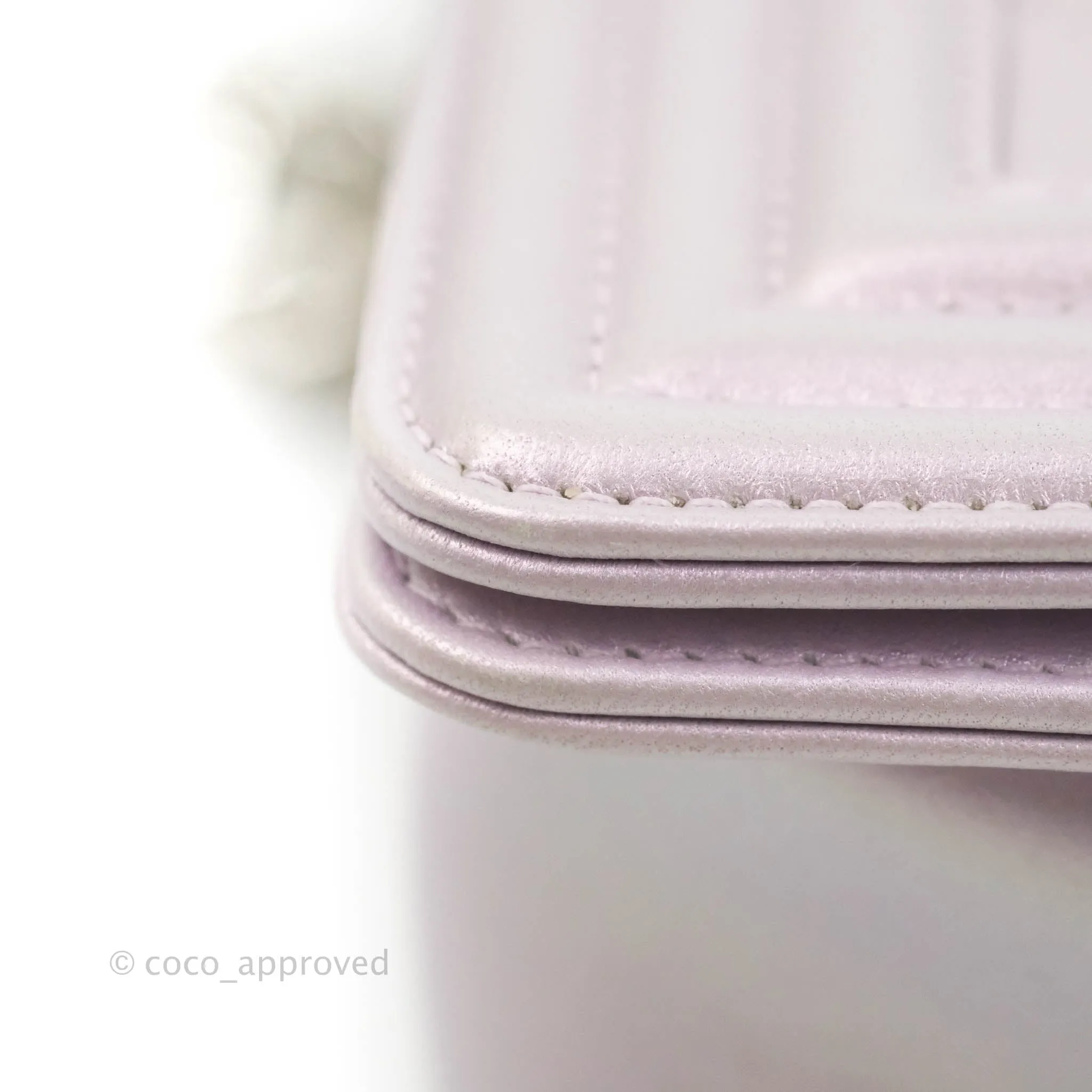 Chanel Medium Boy Chevron Iridescent Lilac Calfskin Silver Hardware