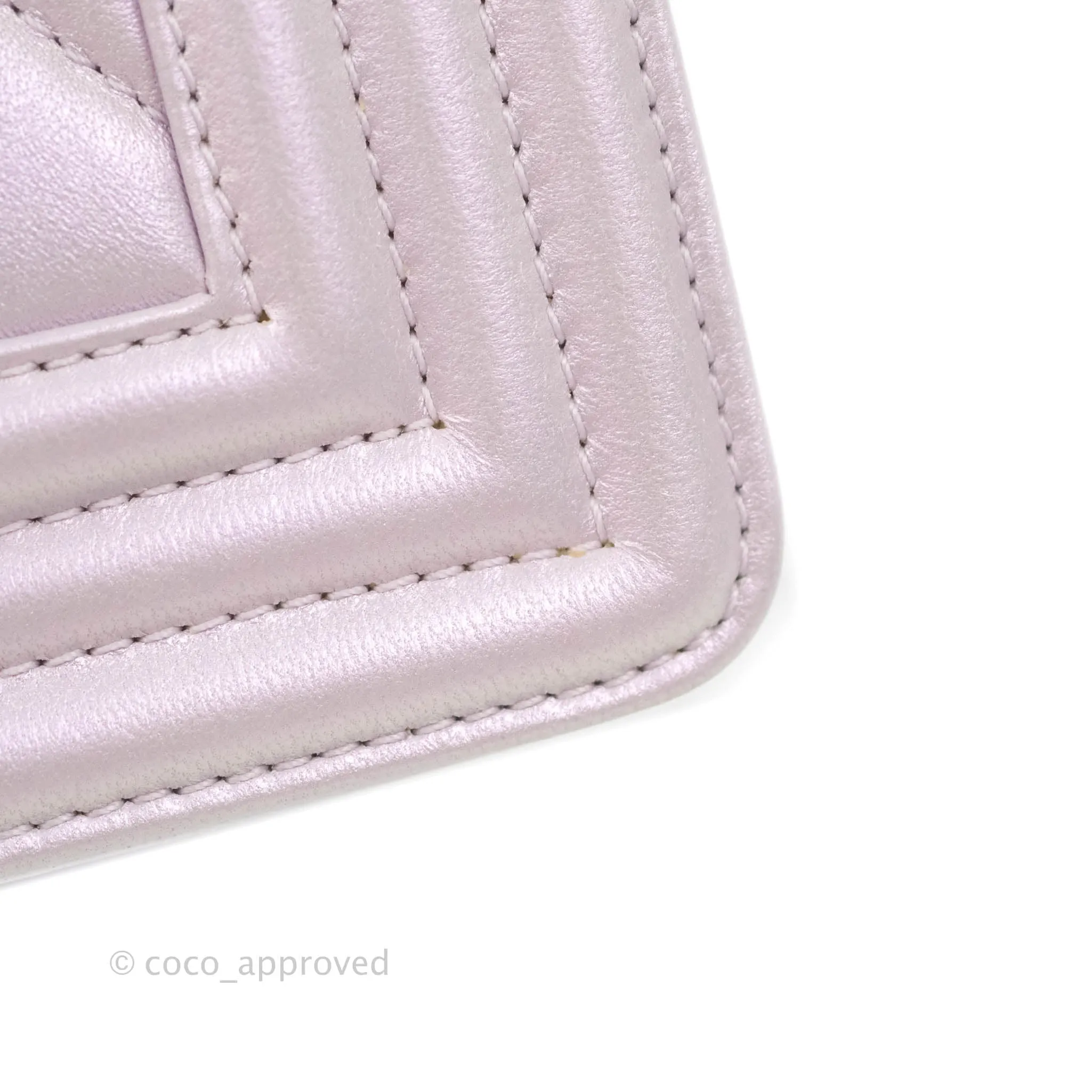 Chanel Medium Boy Chevron Iridescent Lilac Calfskin Silver Hardware