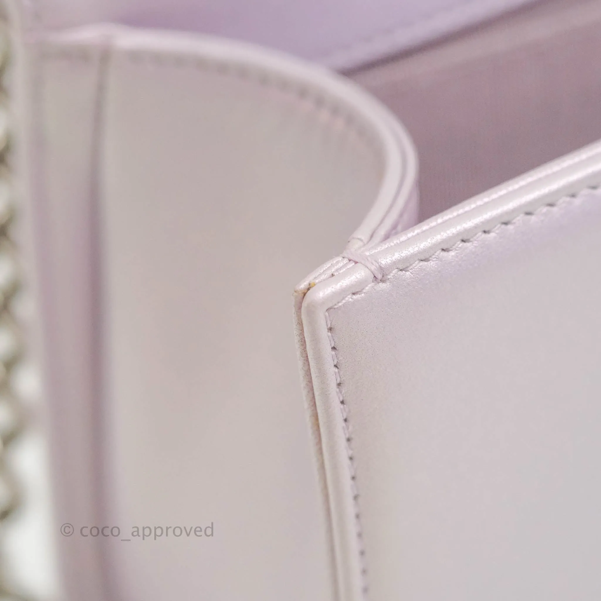 Chanel Medium Boy Chevron Iridescent Lilac Calfskin Silver Hardware