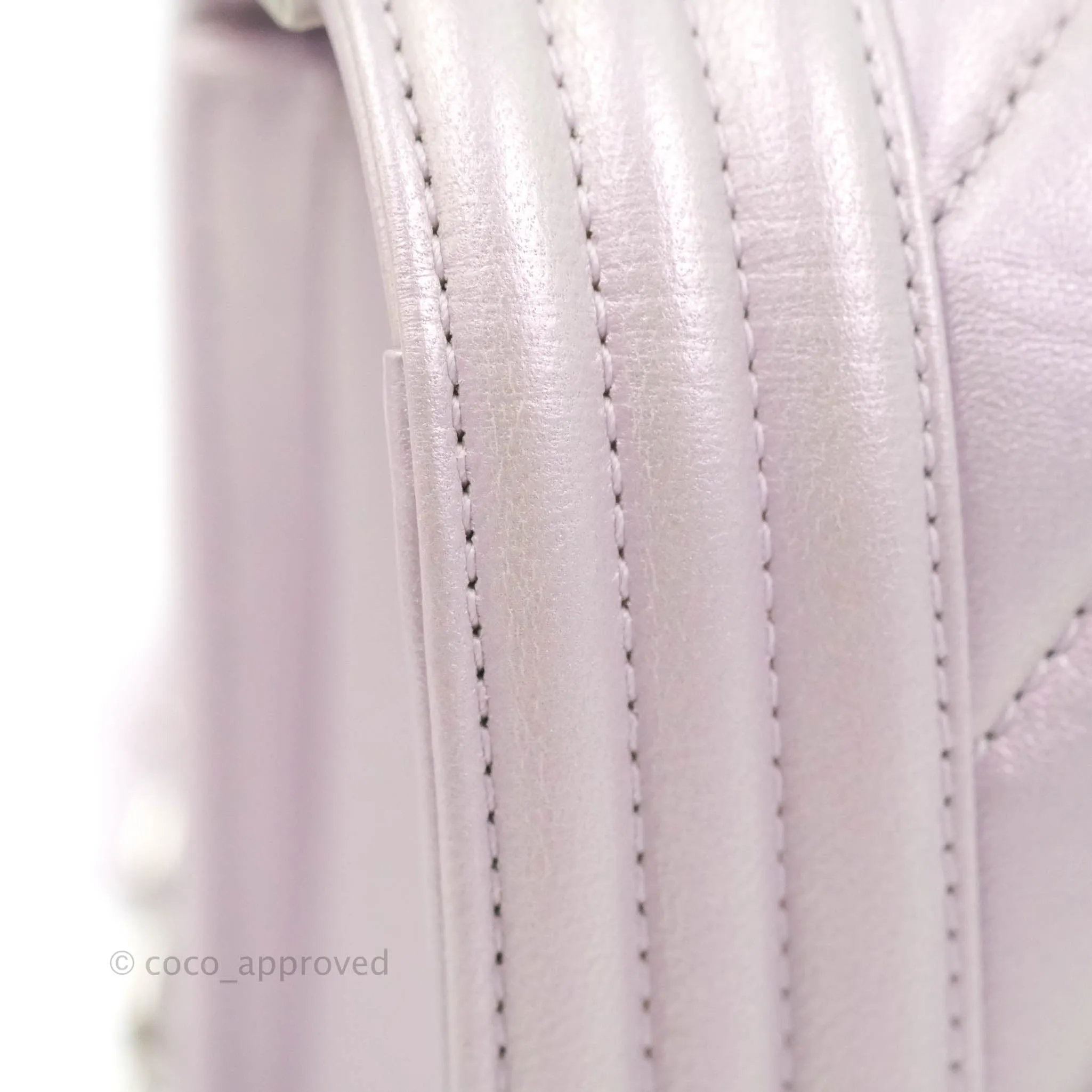 Chanel Medium Boy Chevron Iridescent Lilac Calfskin Silver Hardware