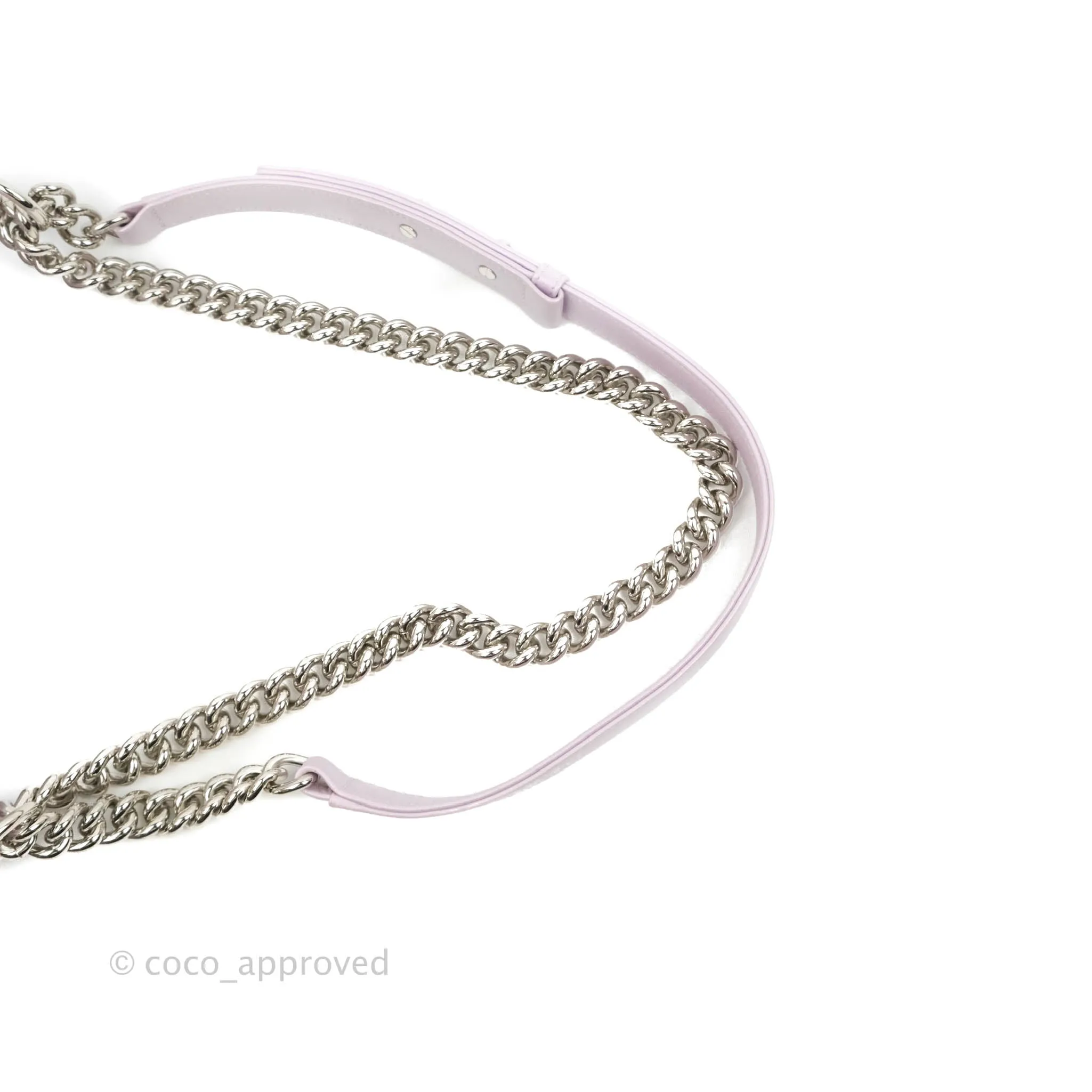 Chanel Medium Boy Chevron Iridescent Lilac Calfskin Silver Hardware