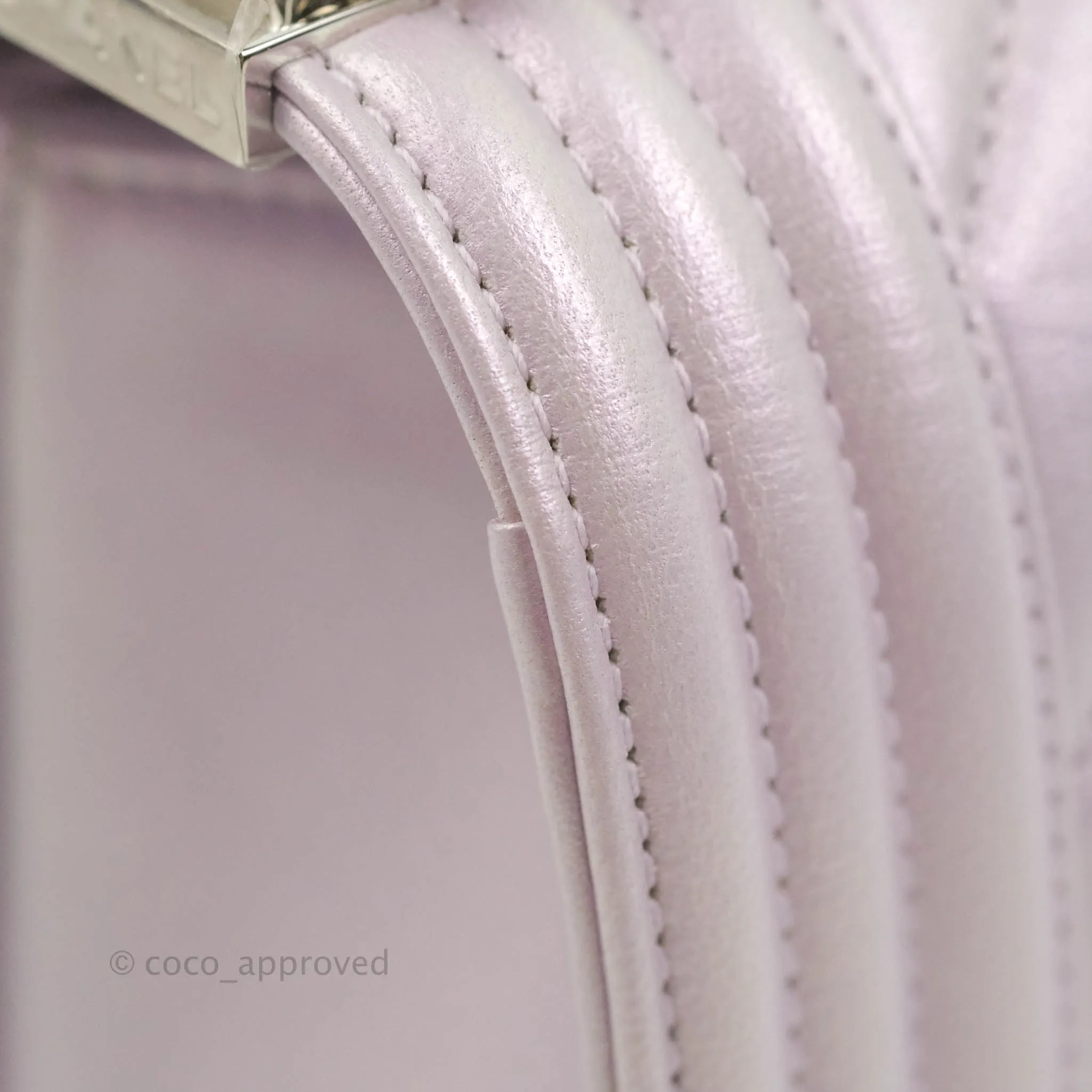 Chanel Medium Boy Chevron Iridescent Lilac Calfskin Silver Hardware