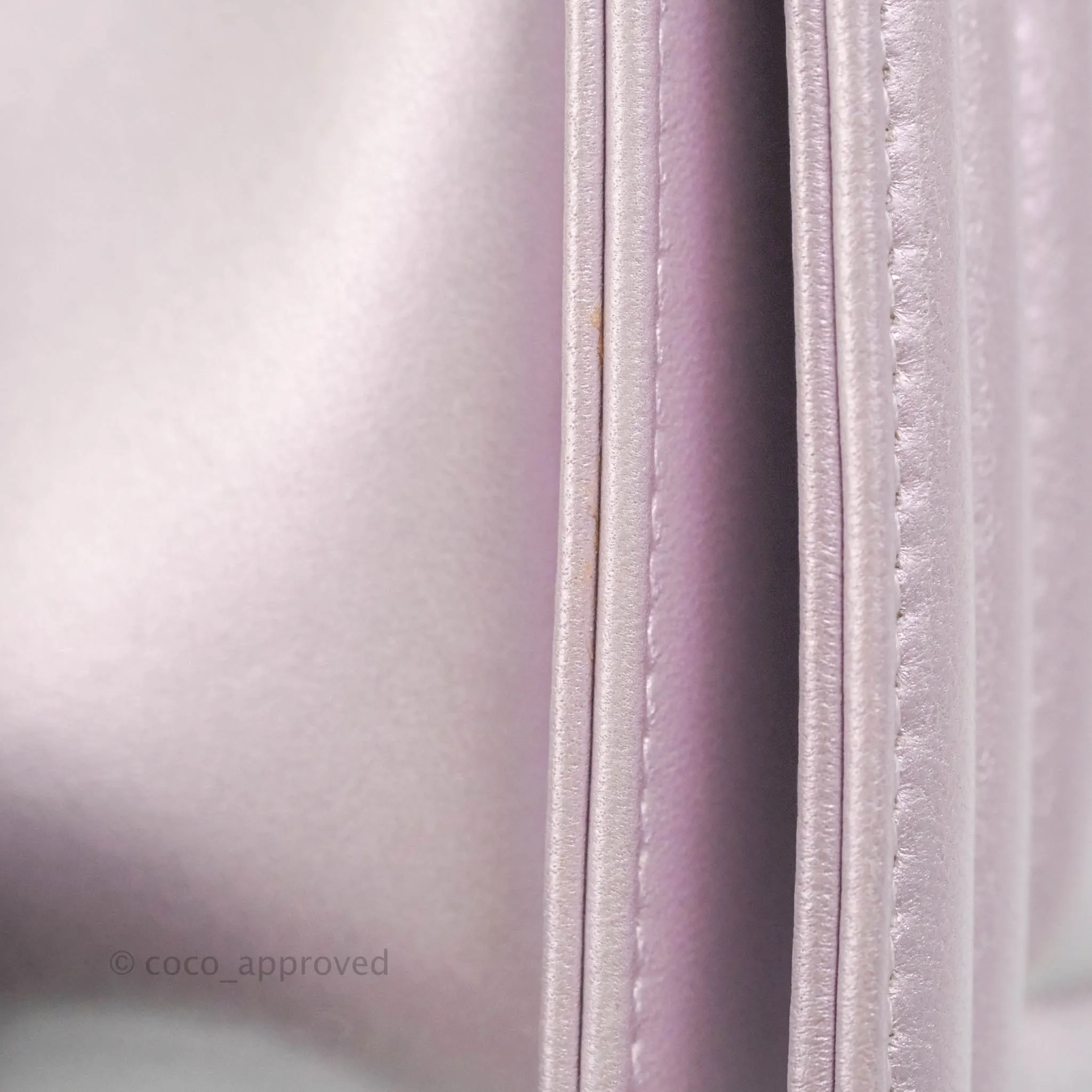 Chanel Medium Boy Chevron Iridescent Lilac Calfskin Silver Hardware