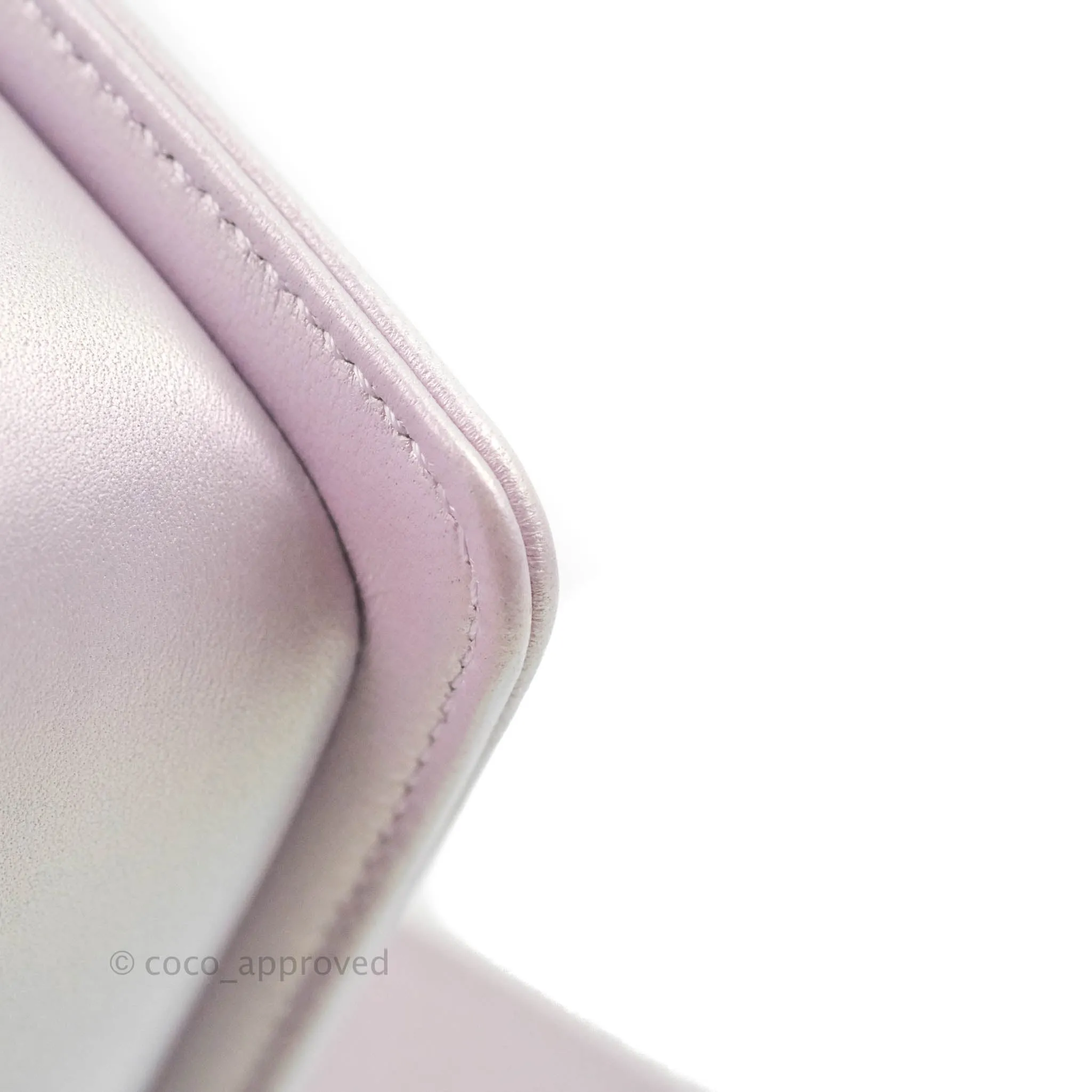 Chanel Medium Boy Chevron Iridescent Lilac Calfskin Silver Hardware
