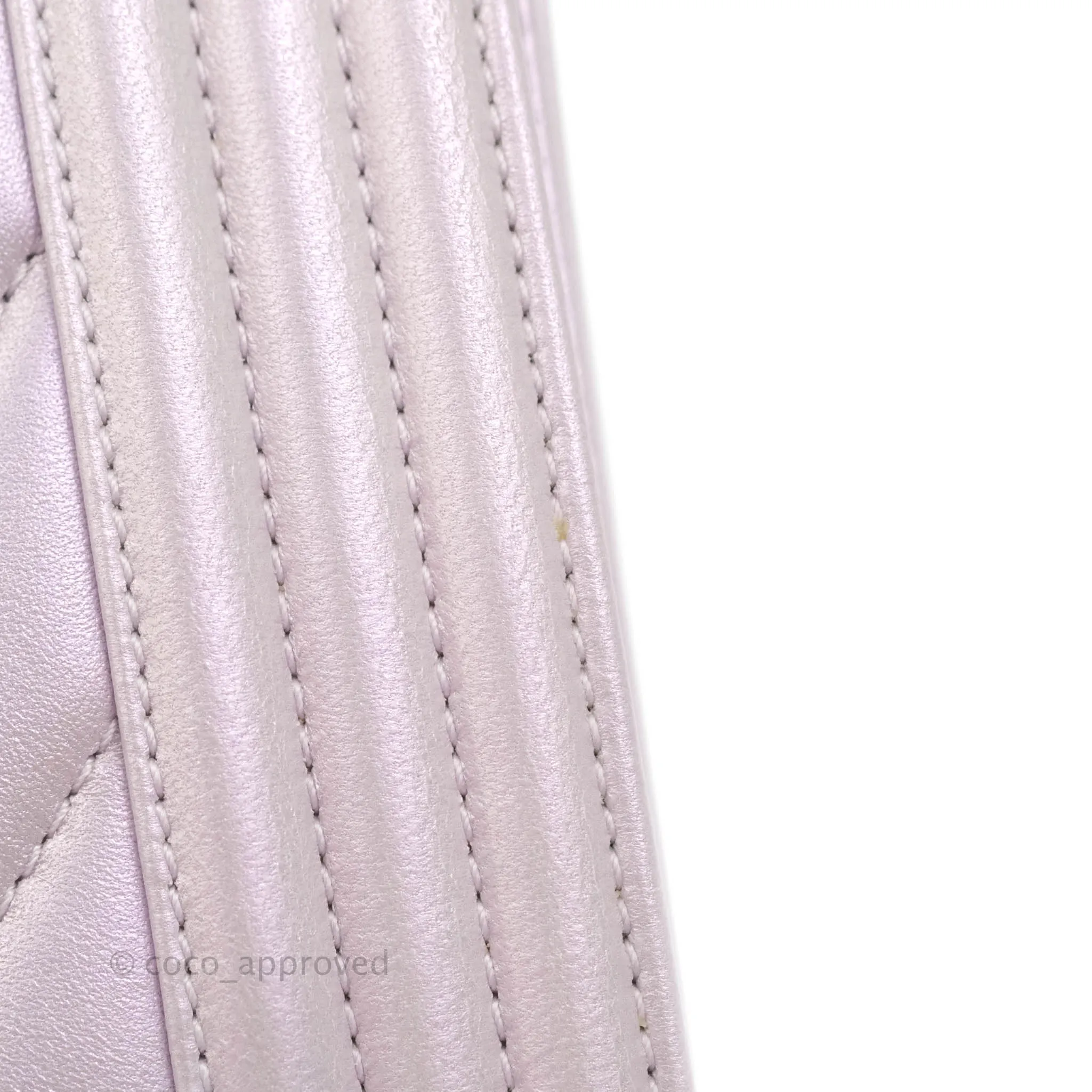 Chanel Medium Boy Chevron Iridescent Lilac Calfskin Silver Hardware