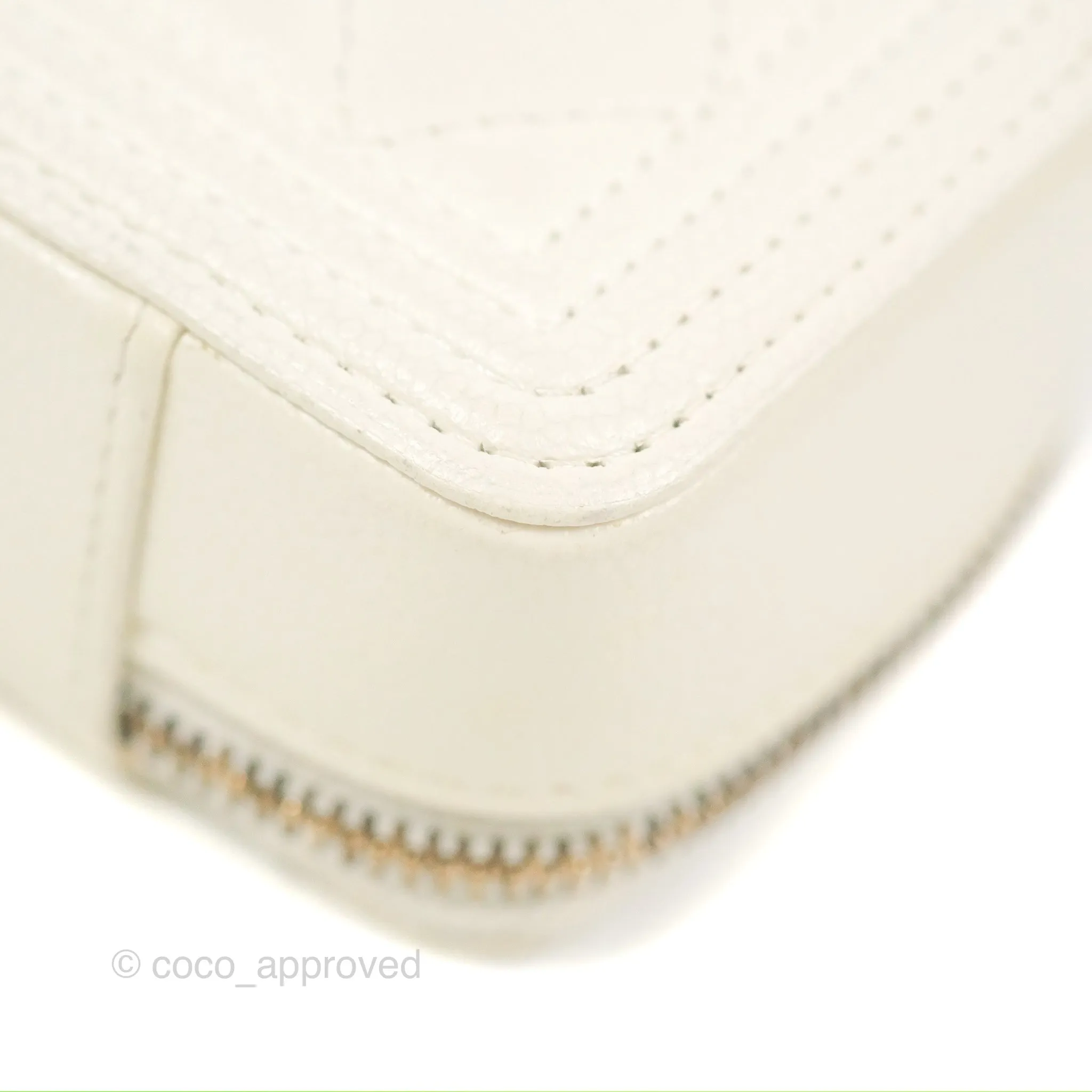 Chanel Mini Boy Clutch with Chain White Caviar Aged Gold Hardware