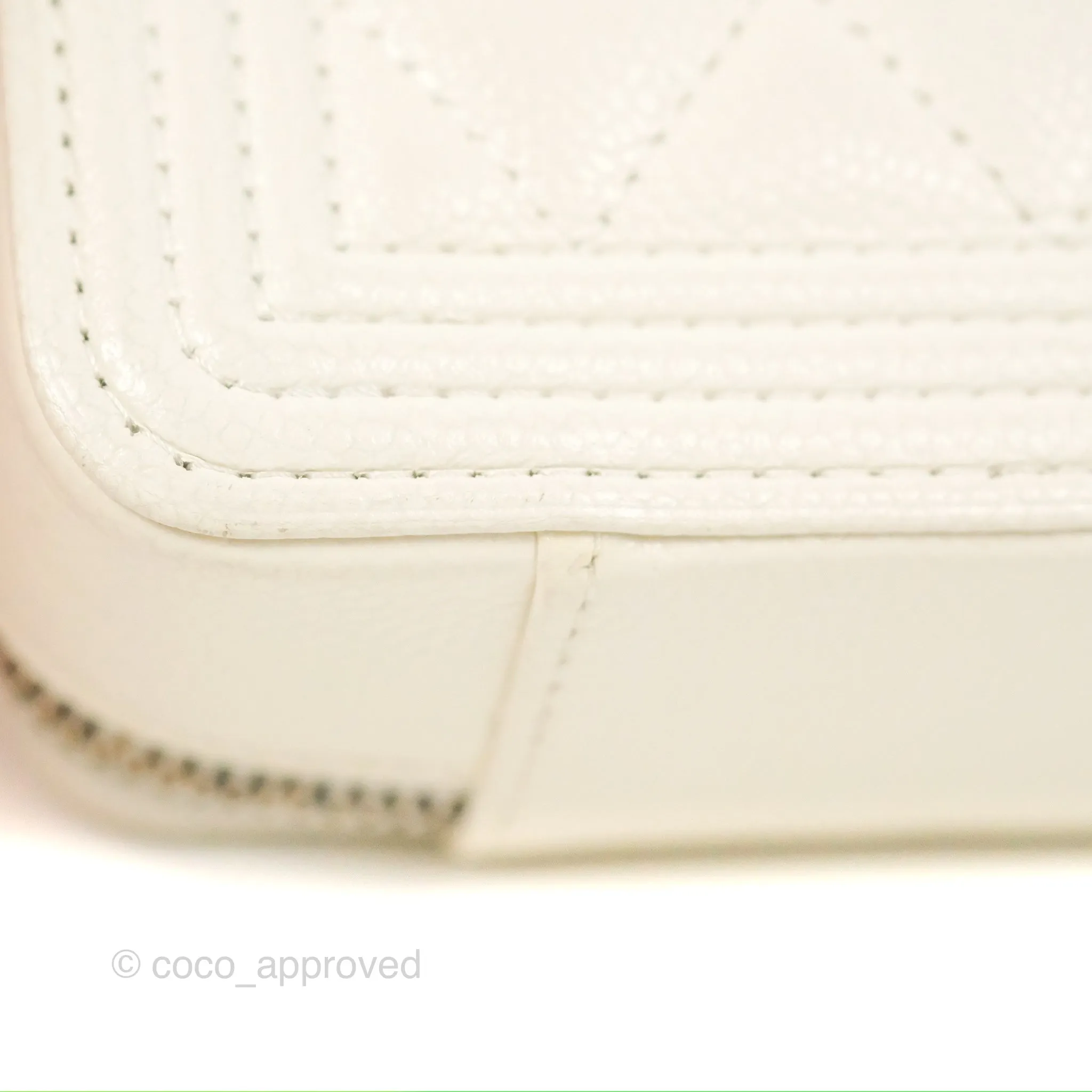 Chanel Mini Boy Clutch with Chain White Caviar Aged Gold Hardware