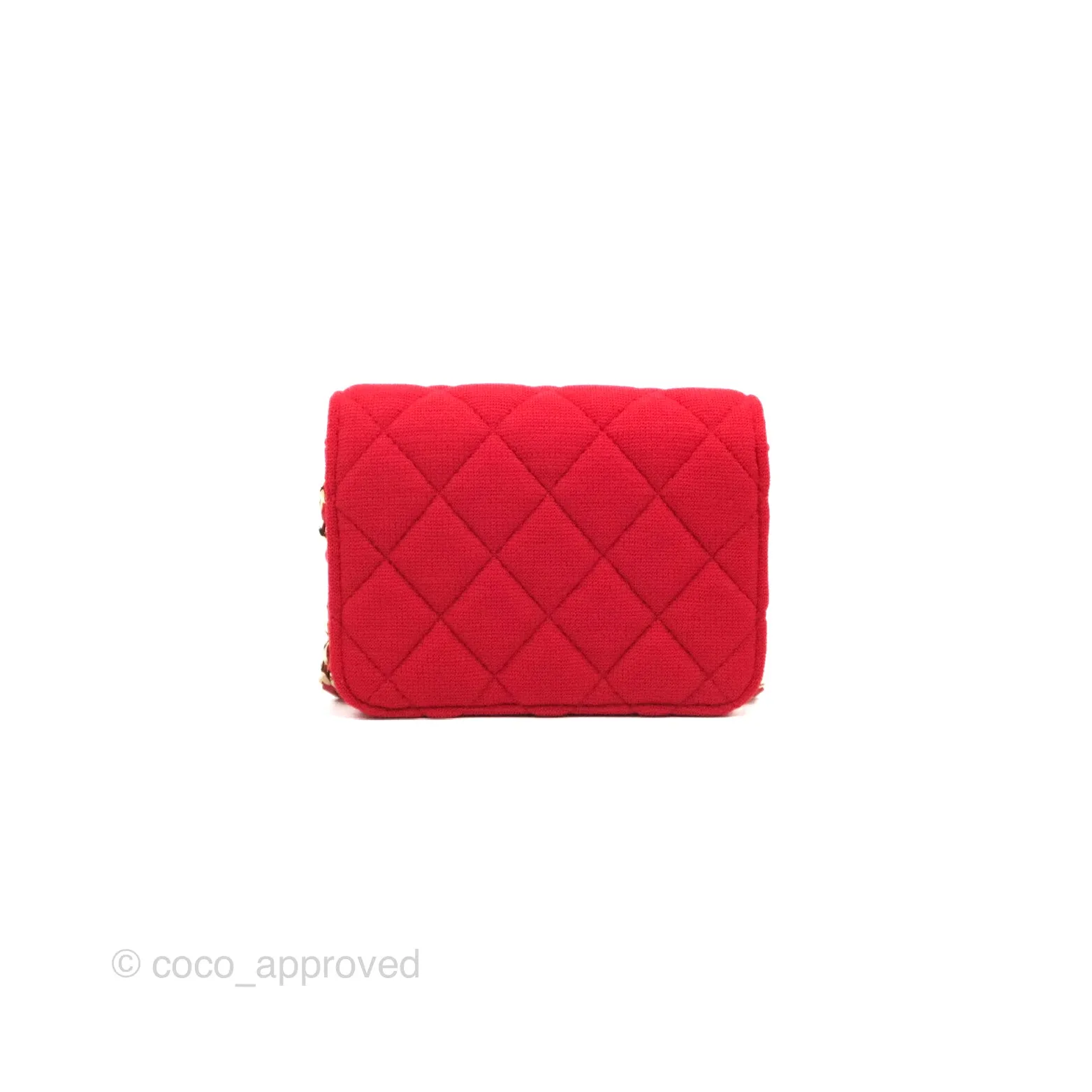 Chanel Mini Clutch With Chain Red Cotton Gold Hardware
