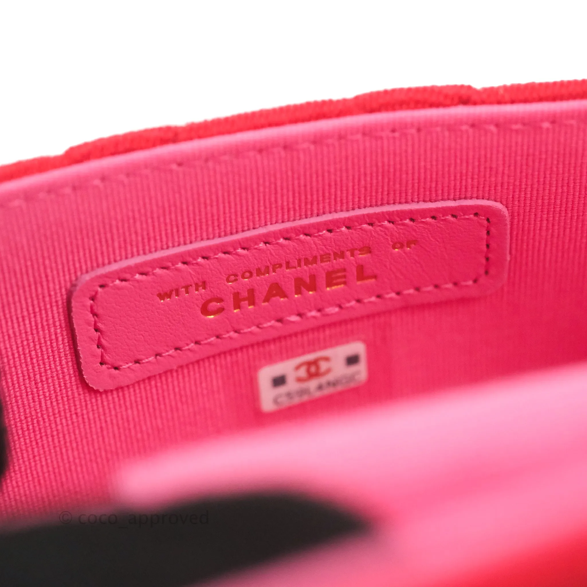 Chanel Mini Clutch With Chain Red Cotton Gold Hardware