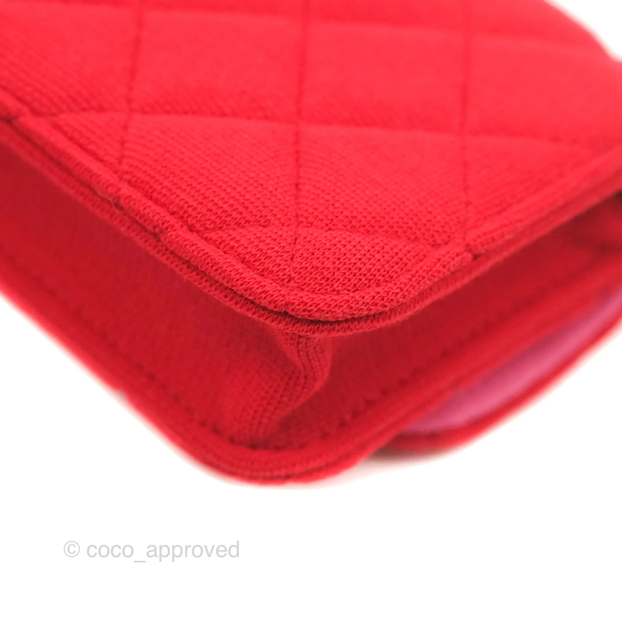 Chanel Mini Clutch With Chain Red Cotton Gold Hardware