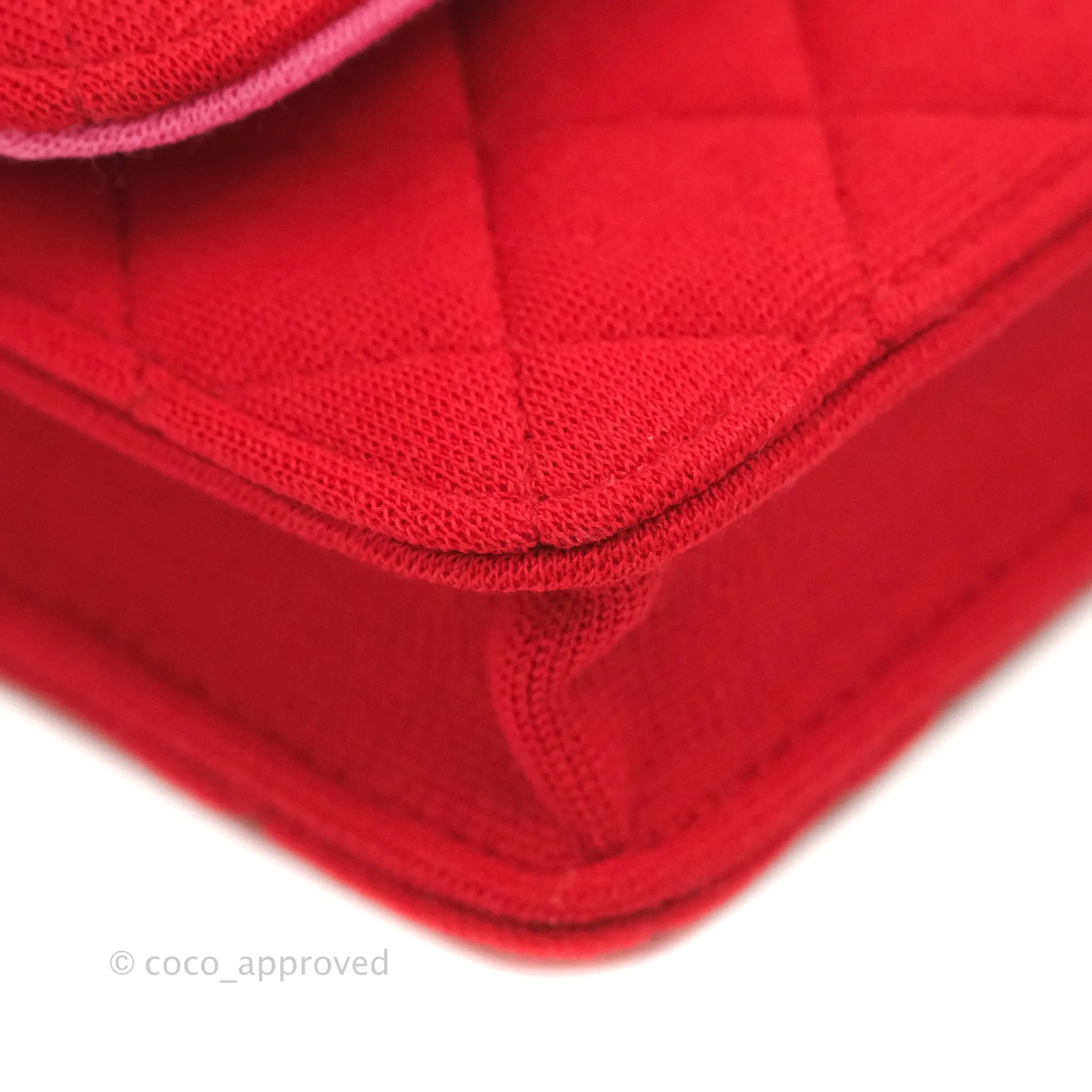 Chanel Mini Clutch With Chain Red Cotton Gold Hardware