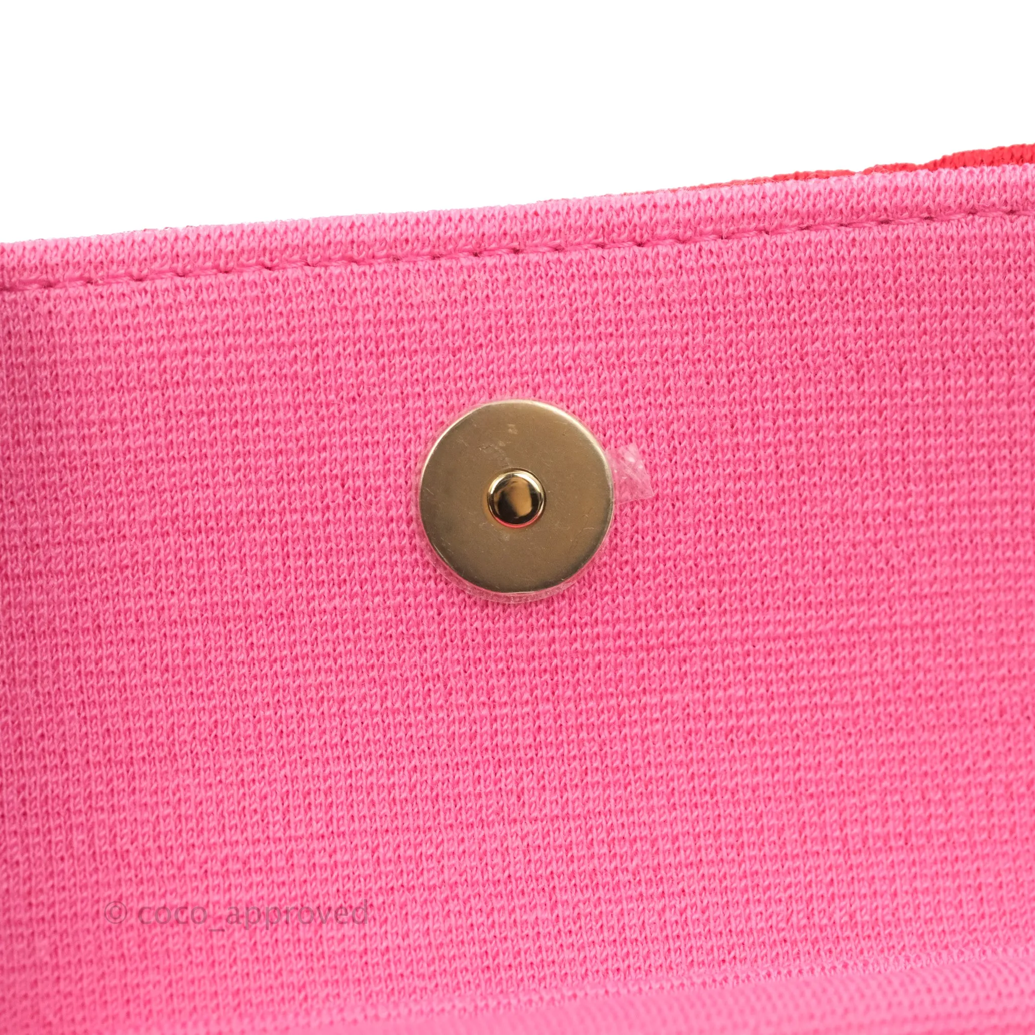 Chanel Mini Clutch With Chain Red Cotton Gold Hardware