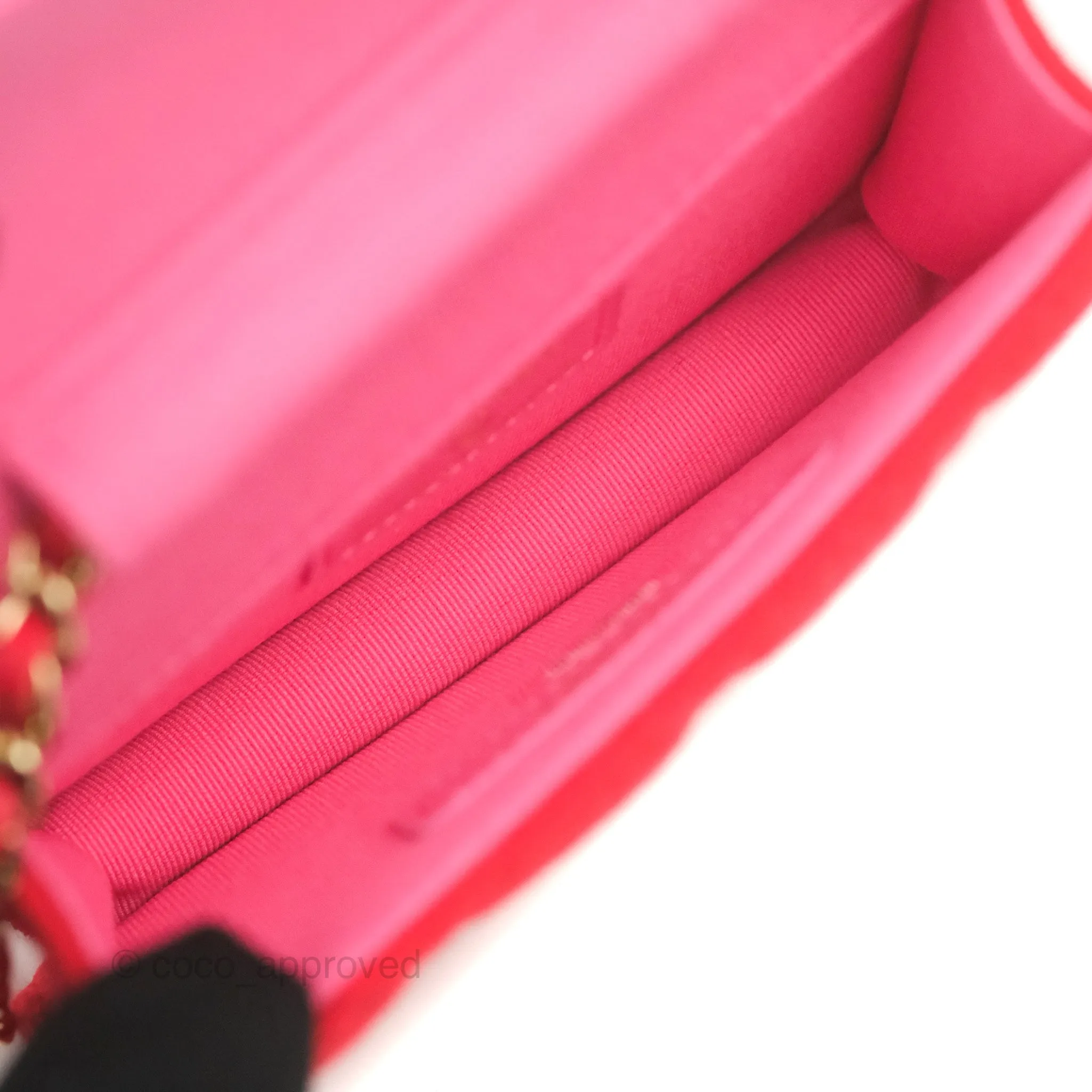 Chanel Mini Clutch With Chain Red Cotton Gold Hardware