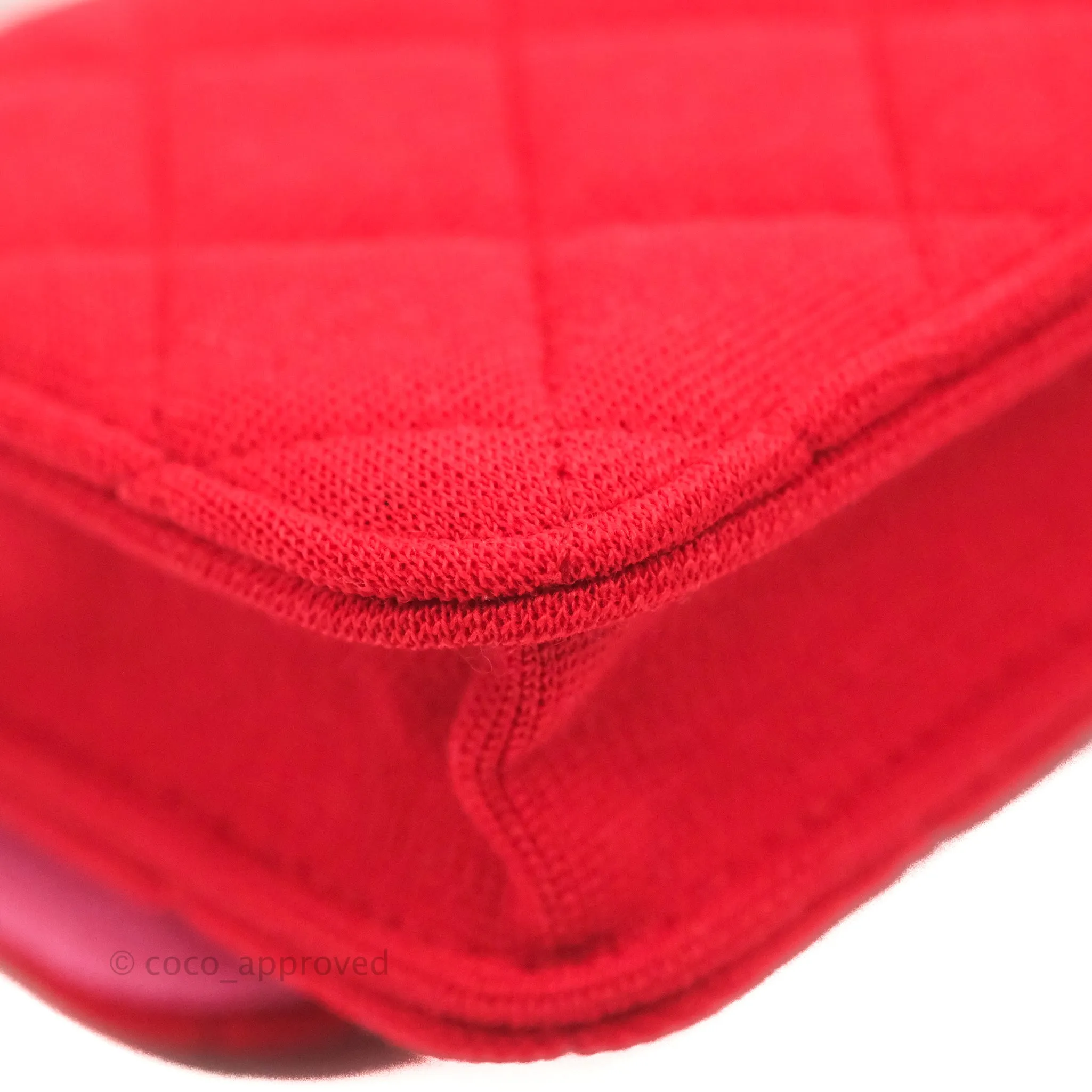 Chanel Mini Clutch With Chain Red Cotton Gold Hardware