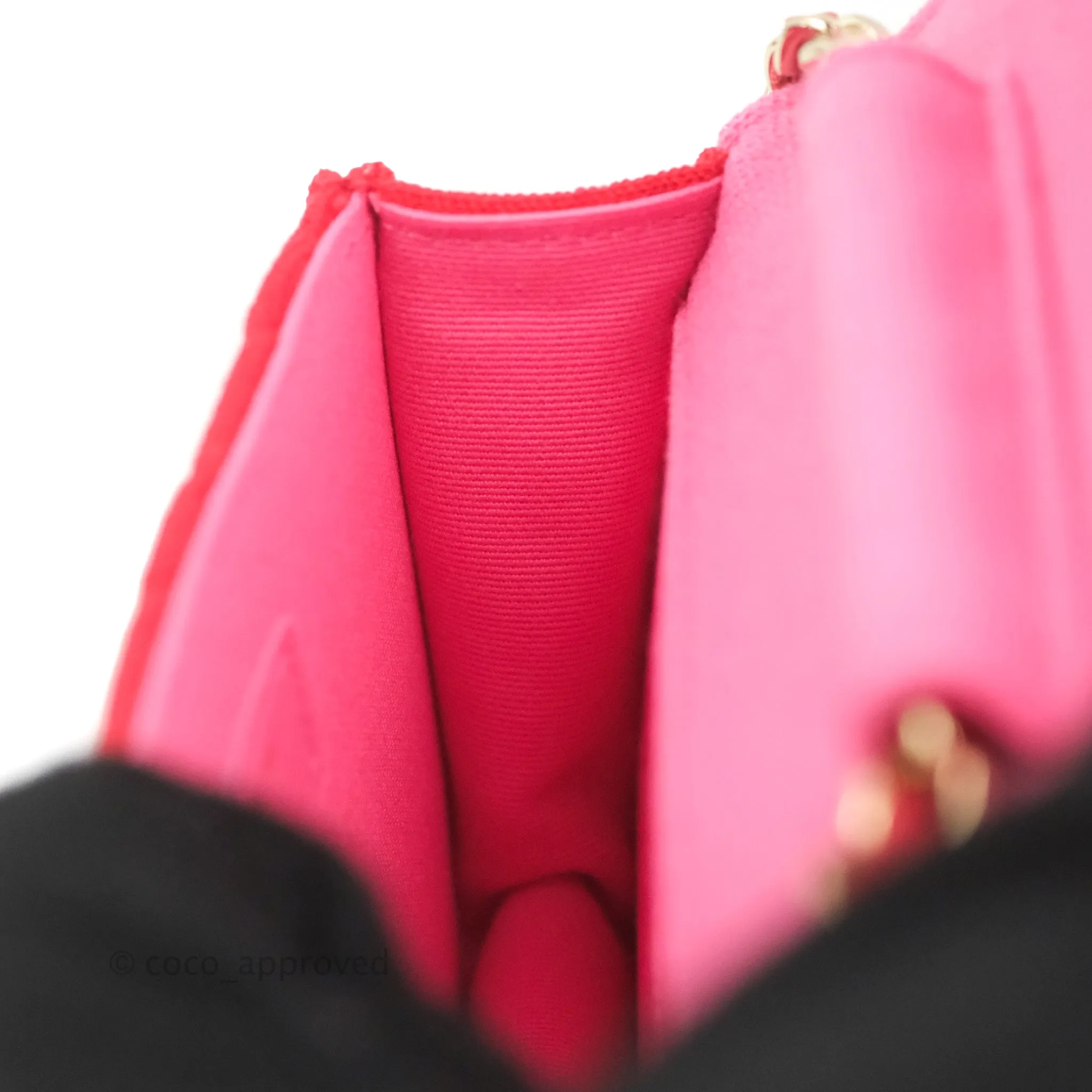 Chanel Mini Clutch With Chain Red Cotton Gold Hardware