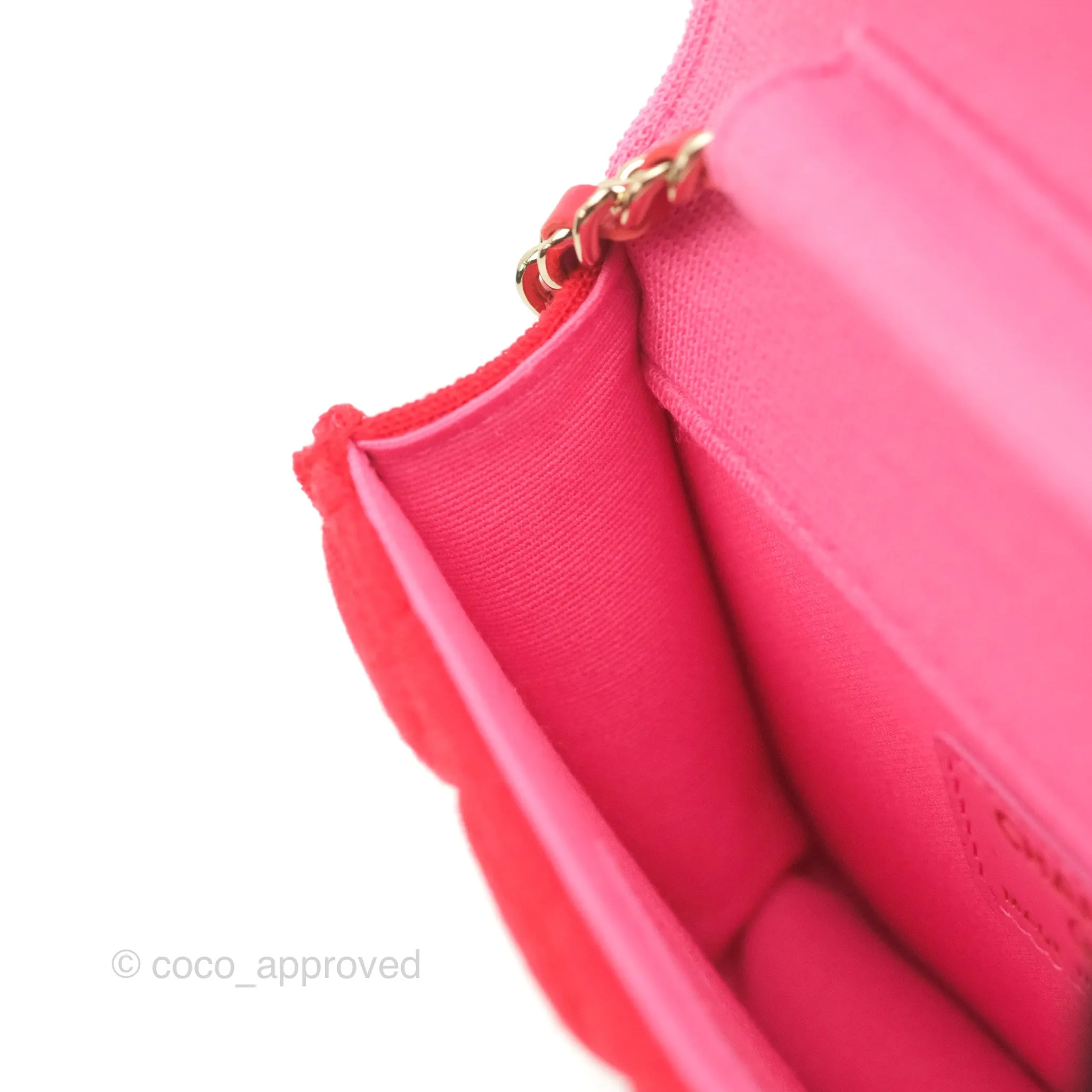 Chanel Mini Clutch With Chain Red Cotton Gold Hardware