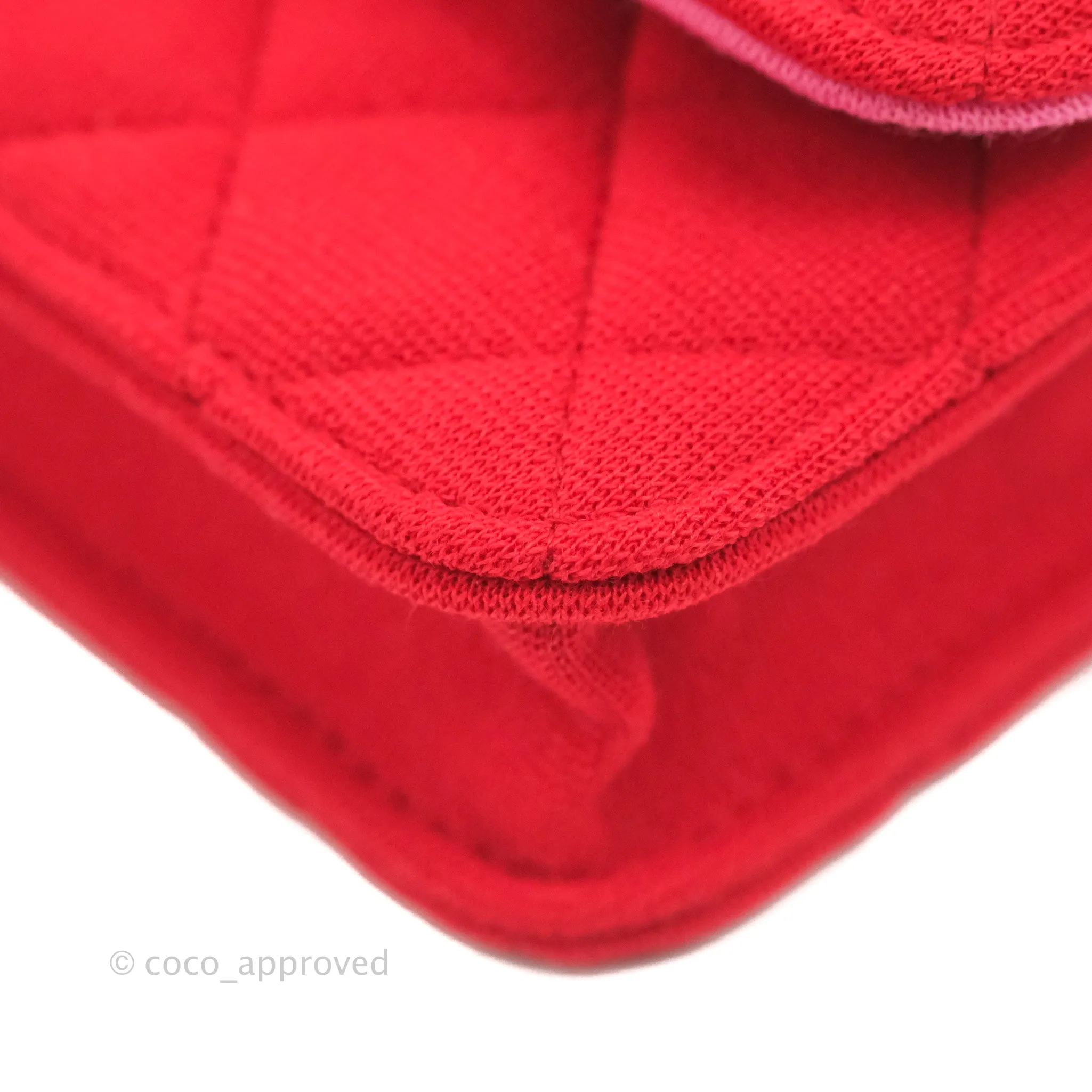 Chanel Mini Clutch With Chain Red Cotton Gold Hardware